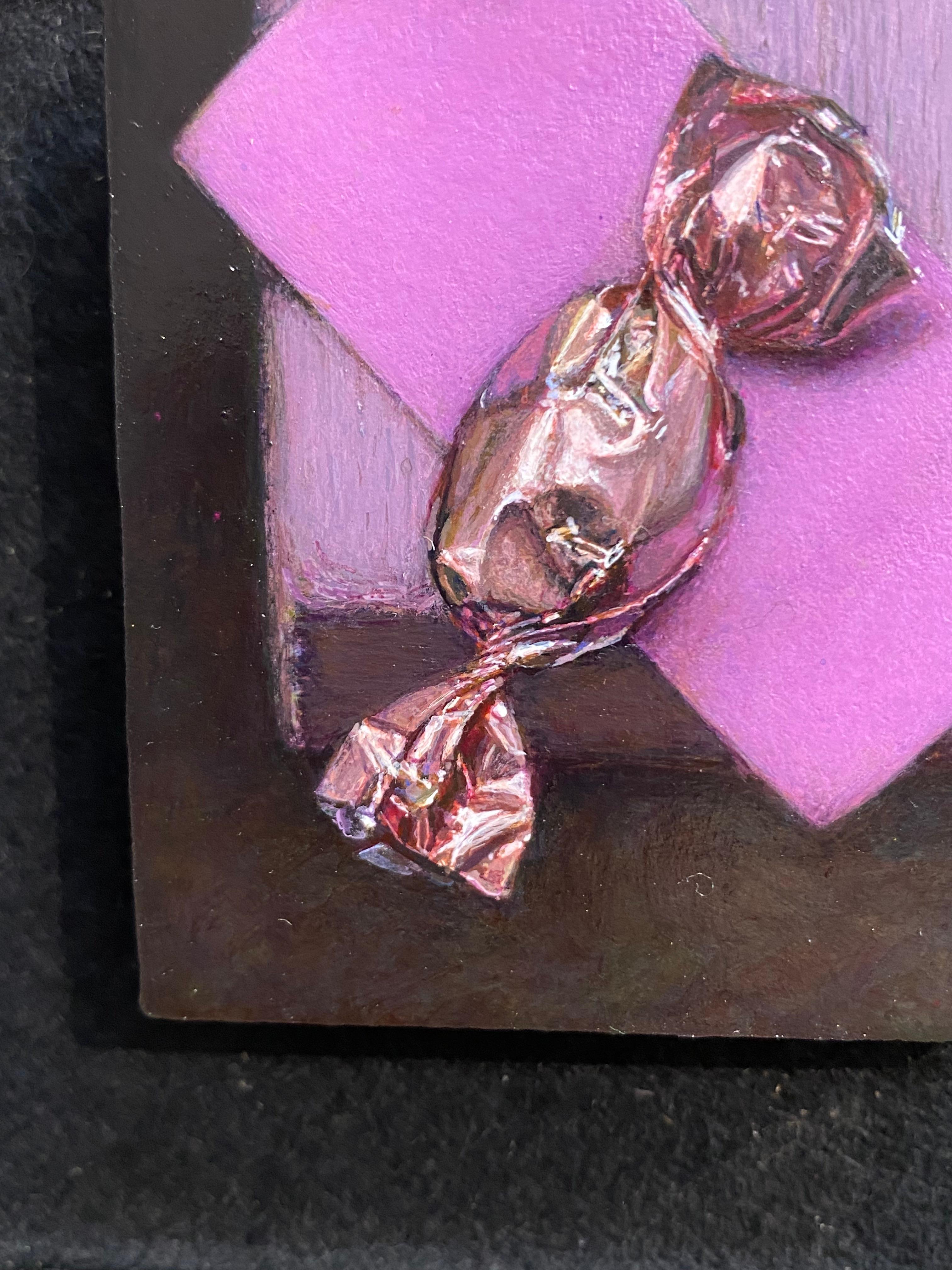 Erik van de Beek (niederländischer Künstler)
Süßer Komfort
7,3 x 6,4 cm (gerahmt 17,3 x 16,4 cm)
Ölfarbe auf Holzplatte

Der Künstler Erik van de Beek lebt und arbeitet in Nijmegen. Der bescheidene Nimwegener hat sich in der Kunstwelt durch seine