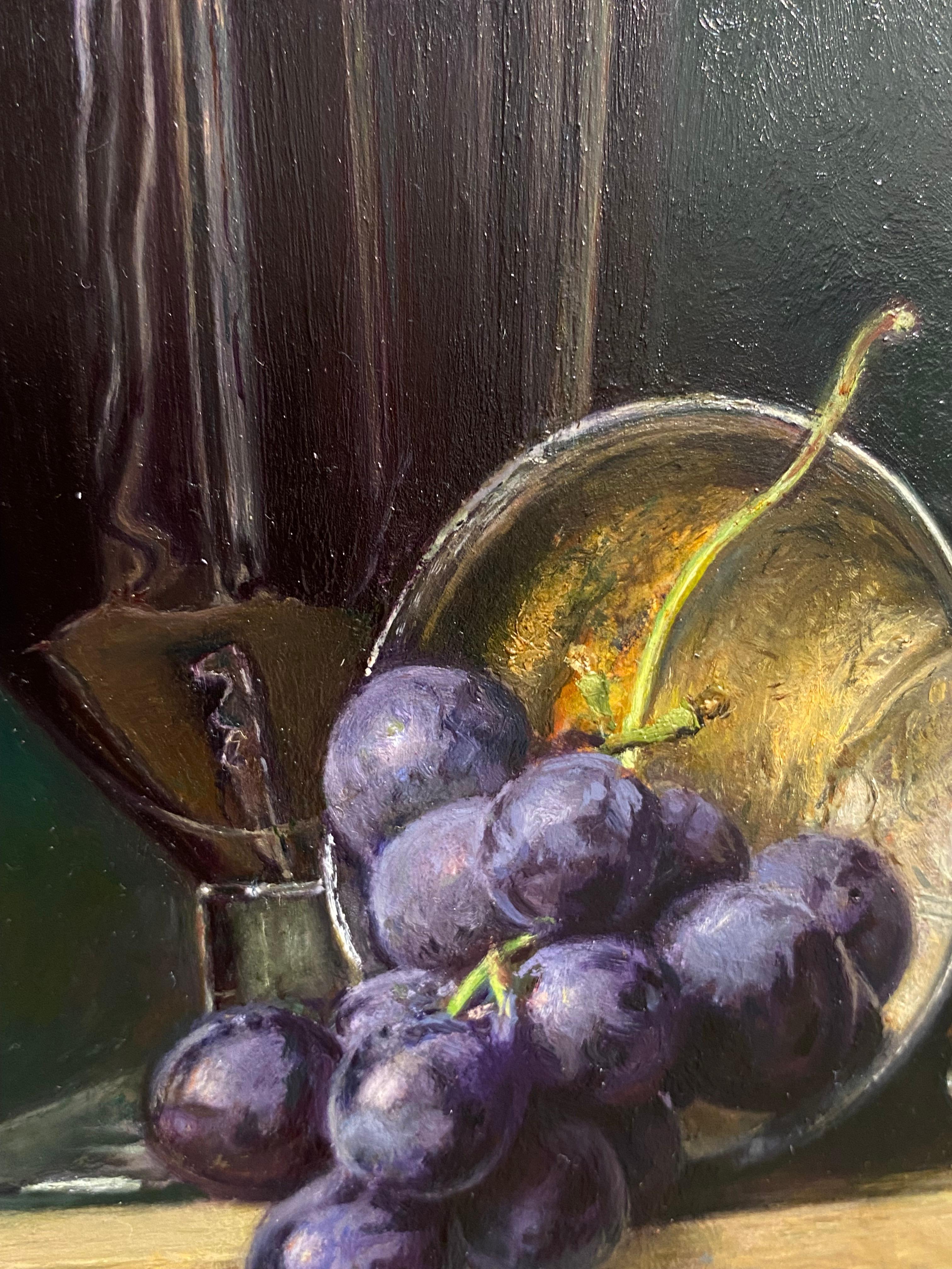 Grape Triangle - 21st Century Contemporary Realistic Still life Painting For Sale 3