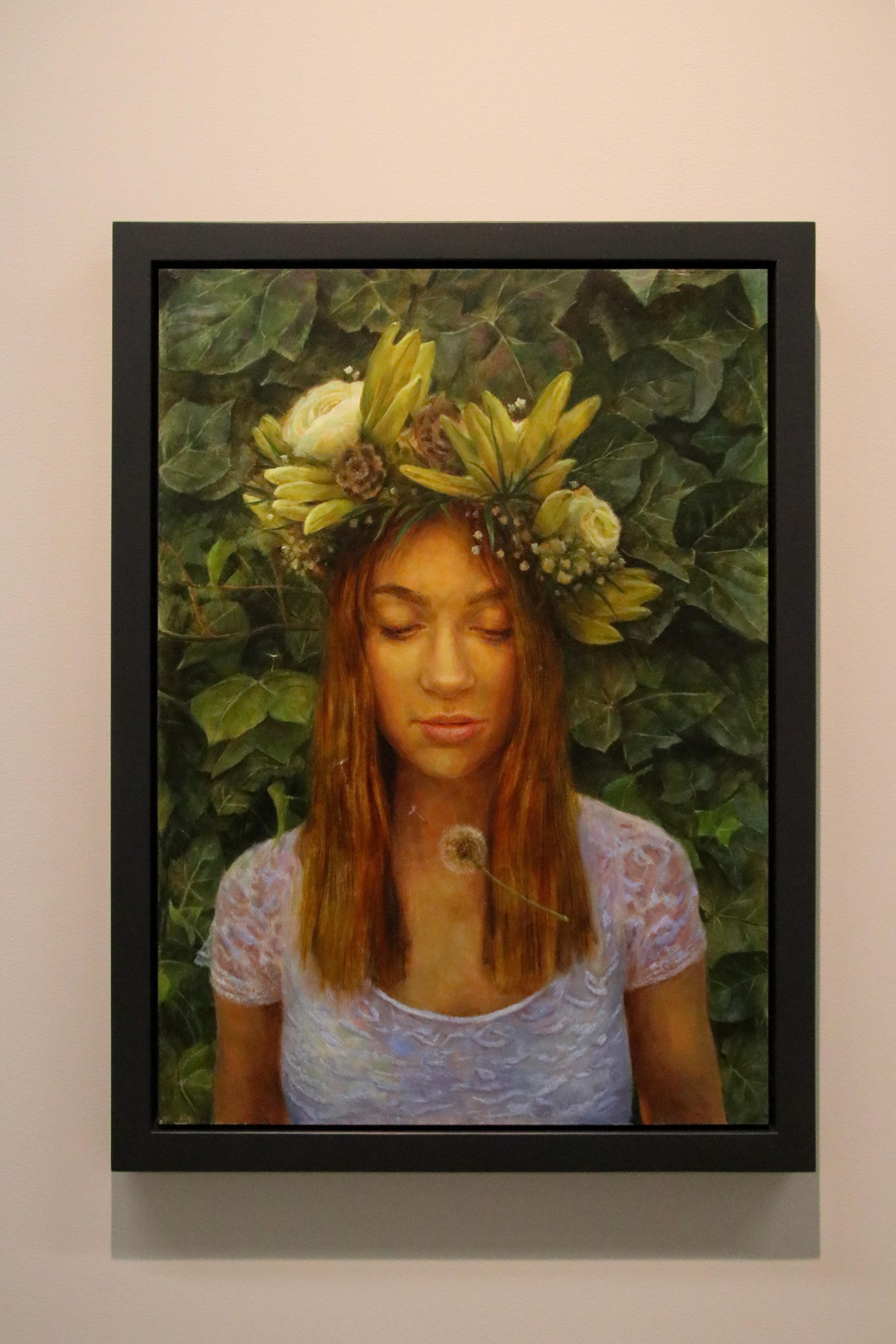 Free Spirit- 21st Century Contemporary Portrait Painting of a young girl  - Brown Figurative Painting by Erik van Elven