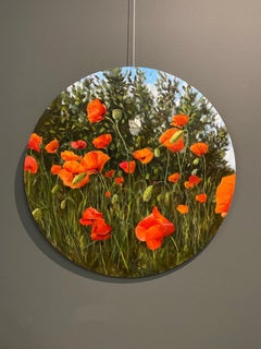 Ladybird - 21st Century Contemporary Dutch Stilllife painting of Peony Roses