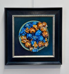 Isla de la Tentación- Pintura de bodegón del siglo XXI de un cuenco con dulces