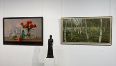 The secret place- 21st Century Contemporary  Dutch landscape painting with birch