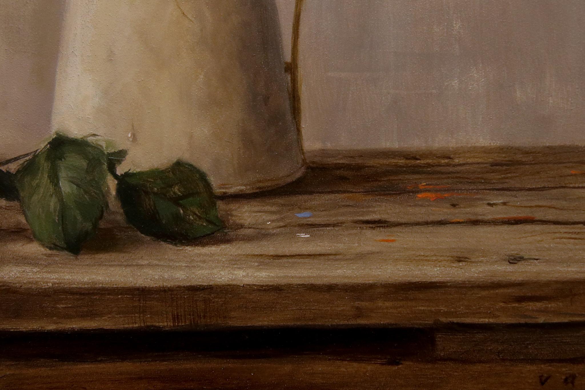 Two of a Kind - Pittura a olio contemporanea del XXI secolo con natura morta in vendita 3
