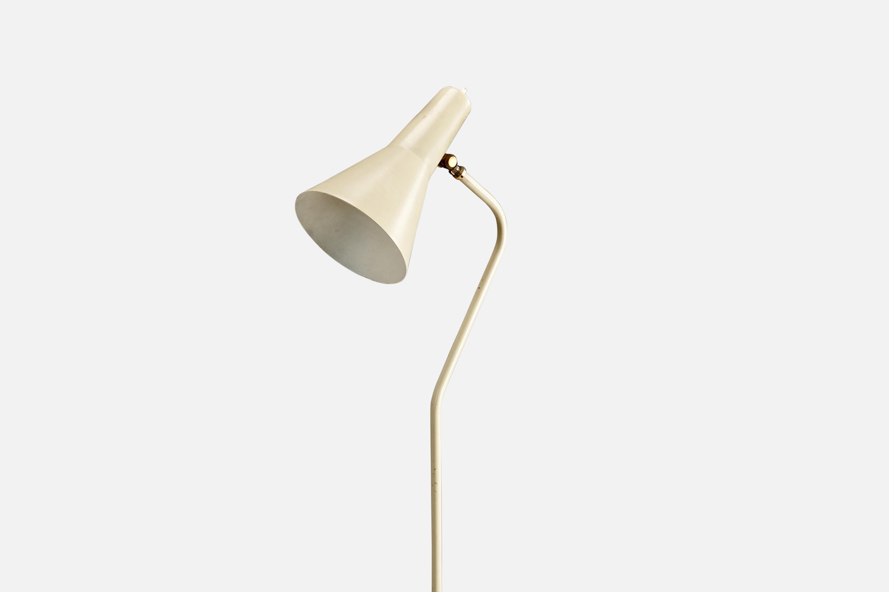 Mid-Century Modern Erik Wärnå, Floor Lamp, Brass, Metal, Sweden, 1950s For Sale