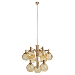 Erik Wärnå, Lampadario di grandi dimensioni, ottone, vetro, Svezia, anni '60