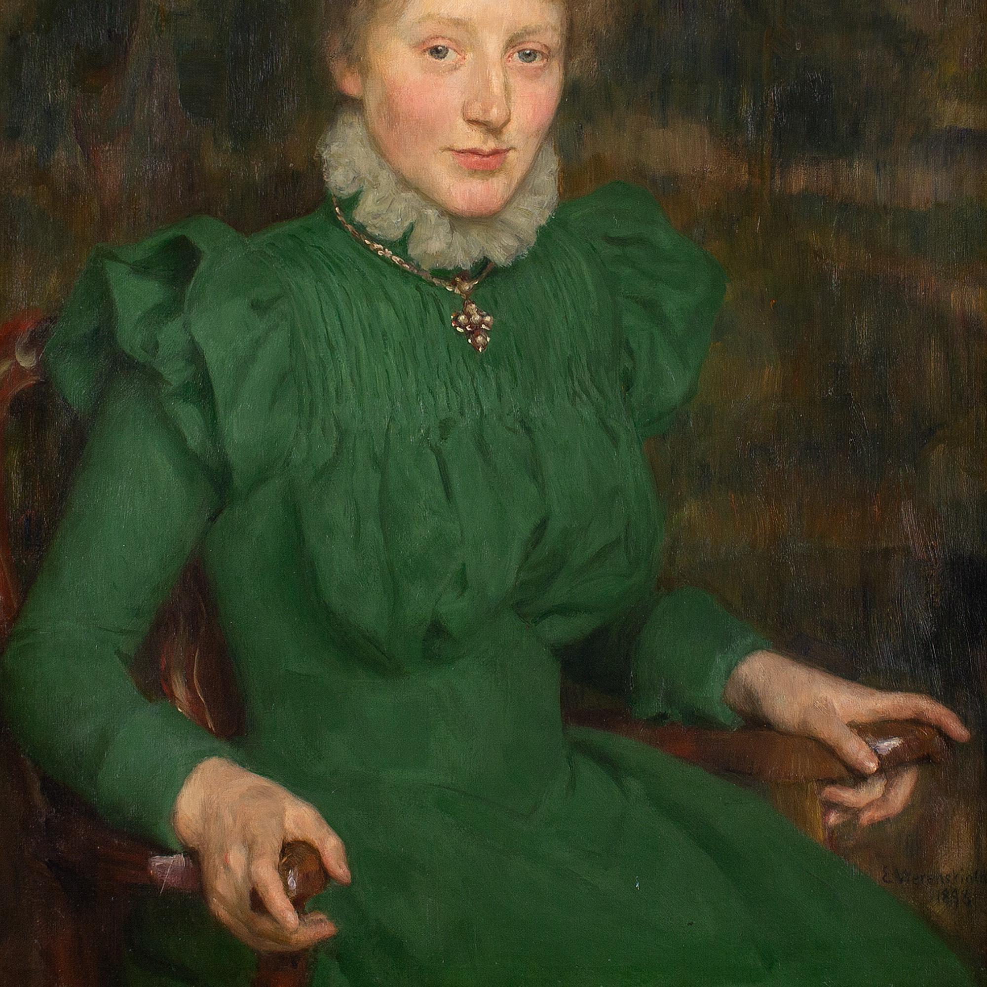 Erik Werenskiold, Portrait Of Ingeborg Motzfeldt Løchen, Oil Painting 1