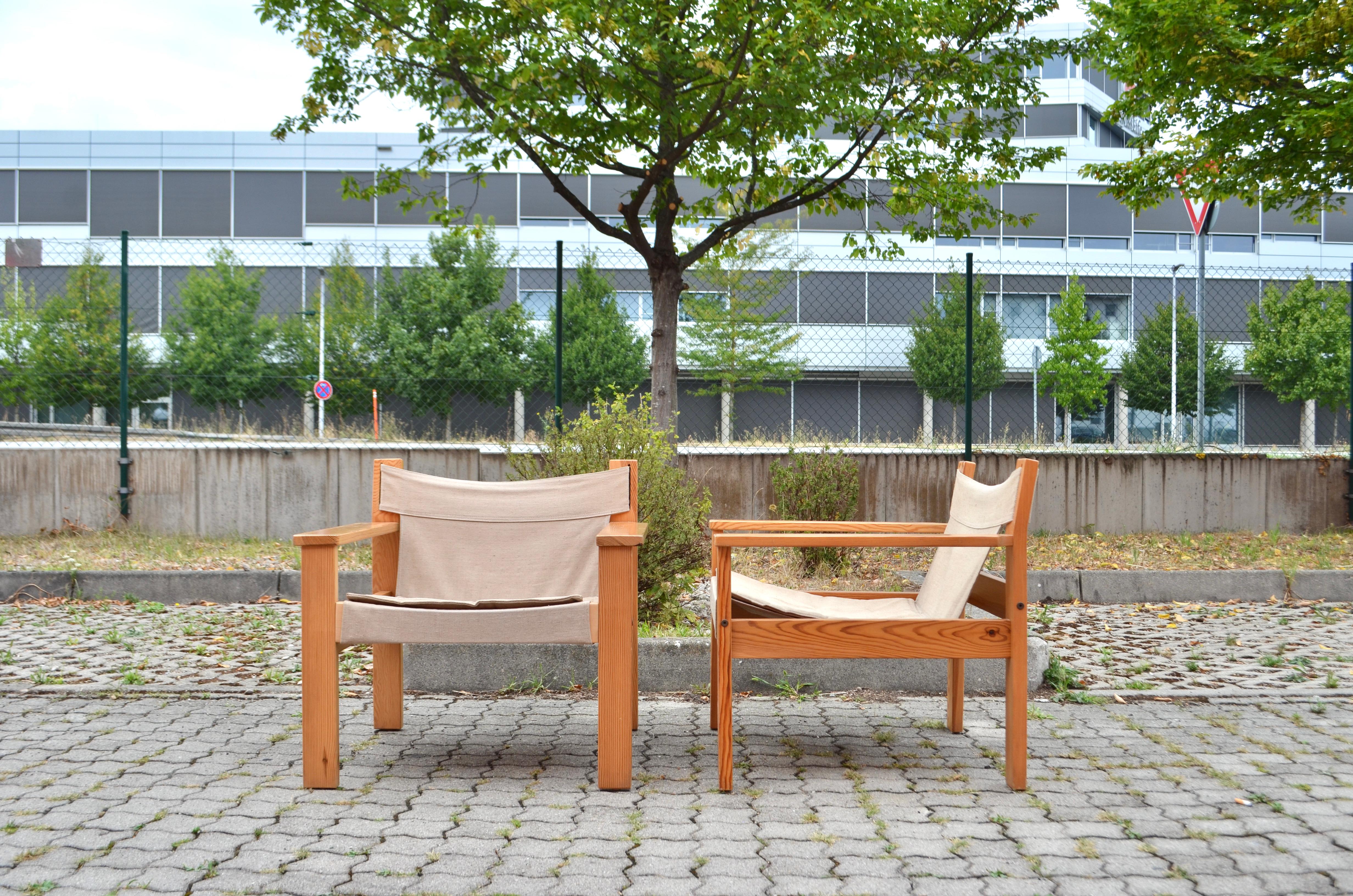Erik Worts Model Form Canvas Safari Spanish Pine Lounge Chair 1977 VINTAGE IKEA For Sale 8