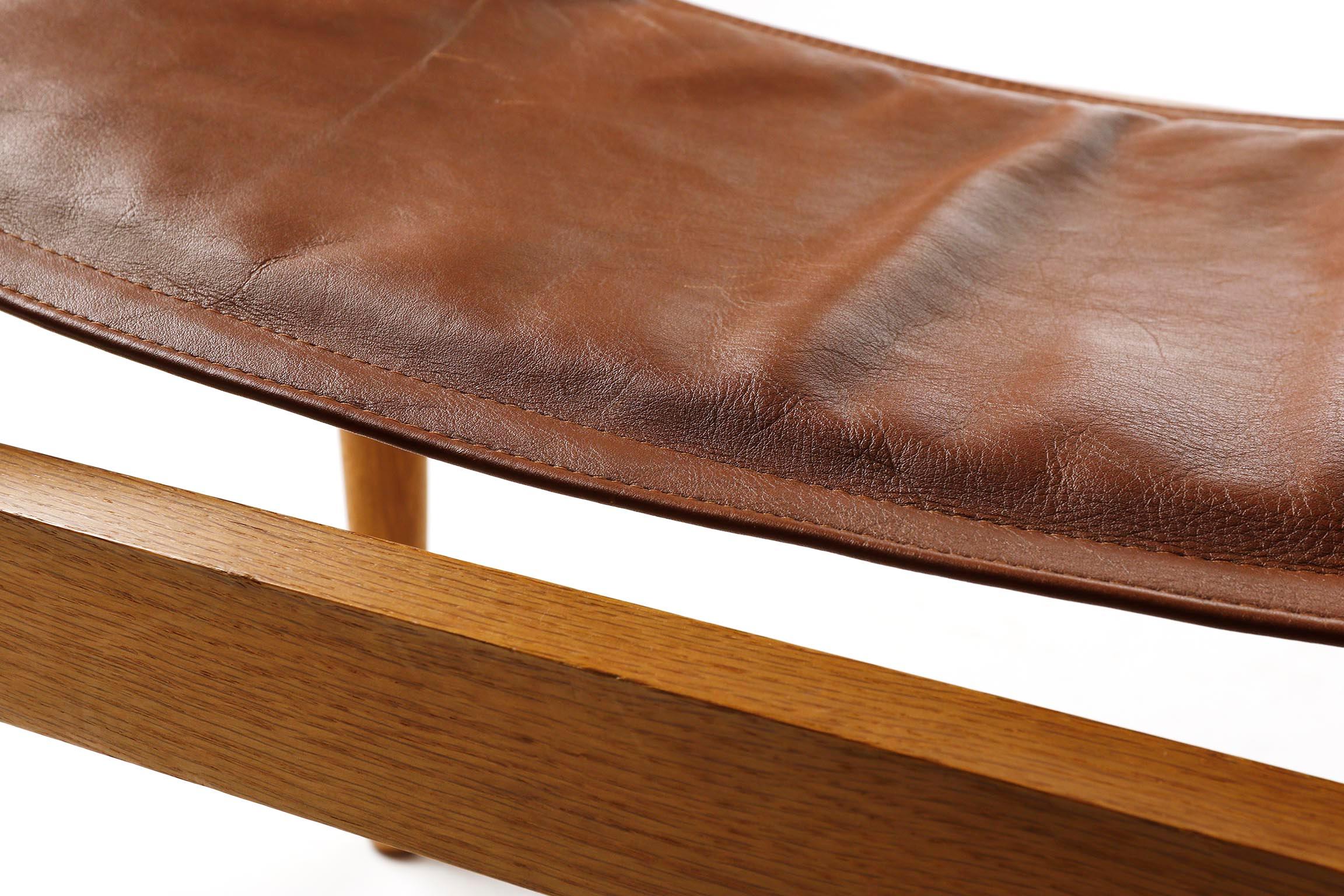 Erik Worts Safari Chair Ottoman Cognac Leather for Niels Eilersen, Denmark, 1960 4