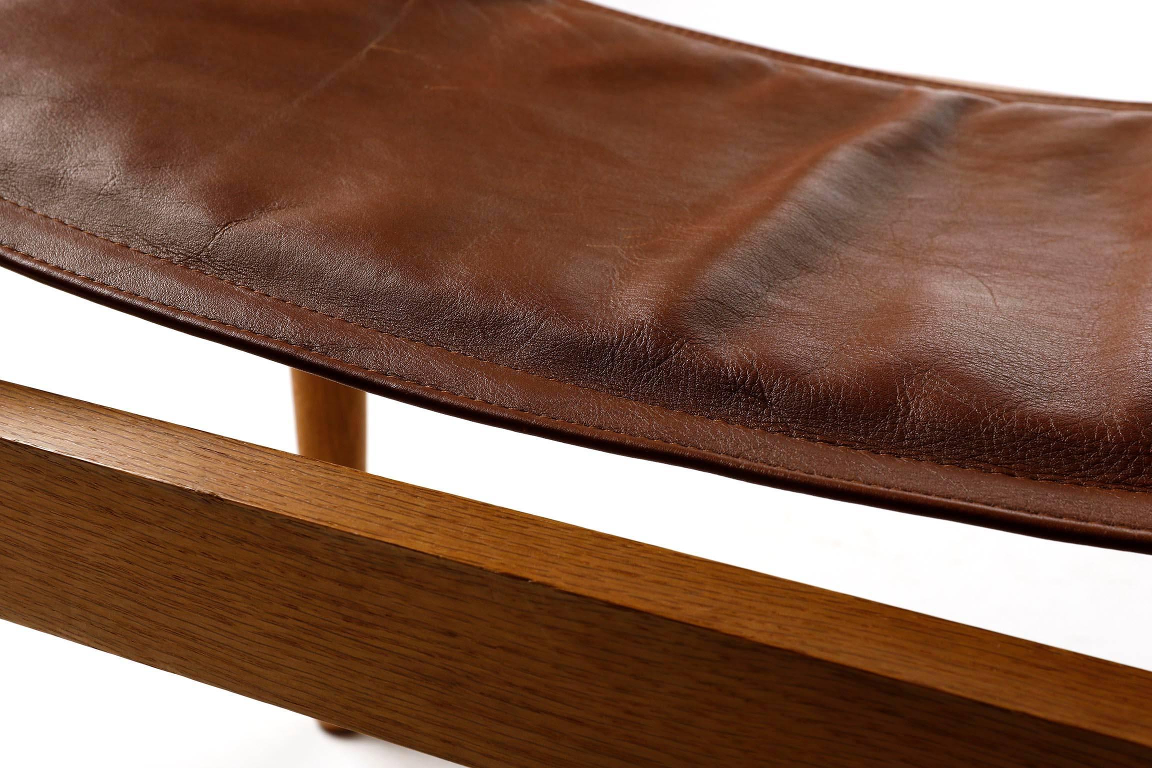 Erik Worts Safari Chair Ottoman Cognac Leather for Niels Eilersen, Denmark, 1960 5