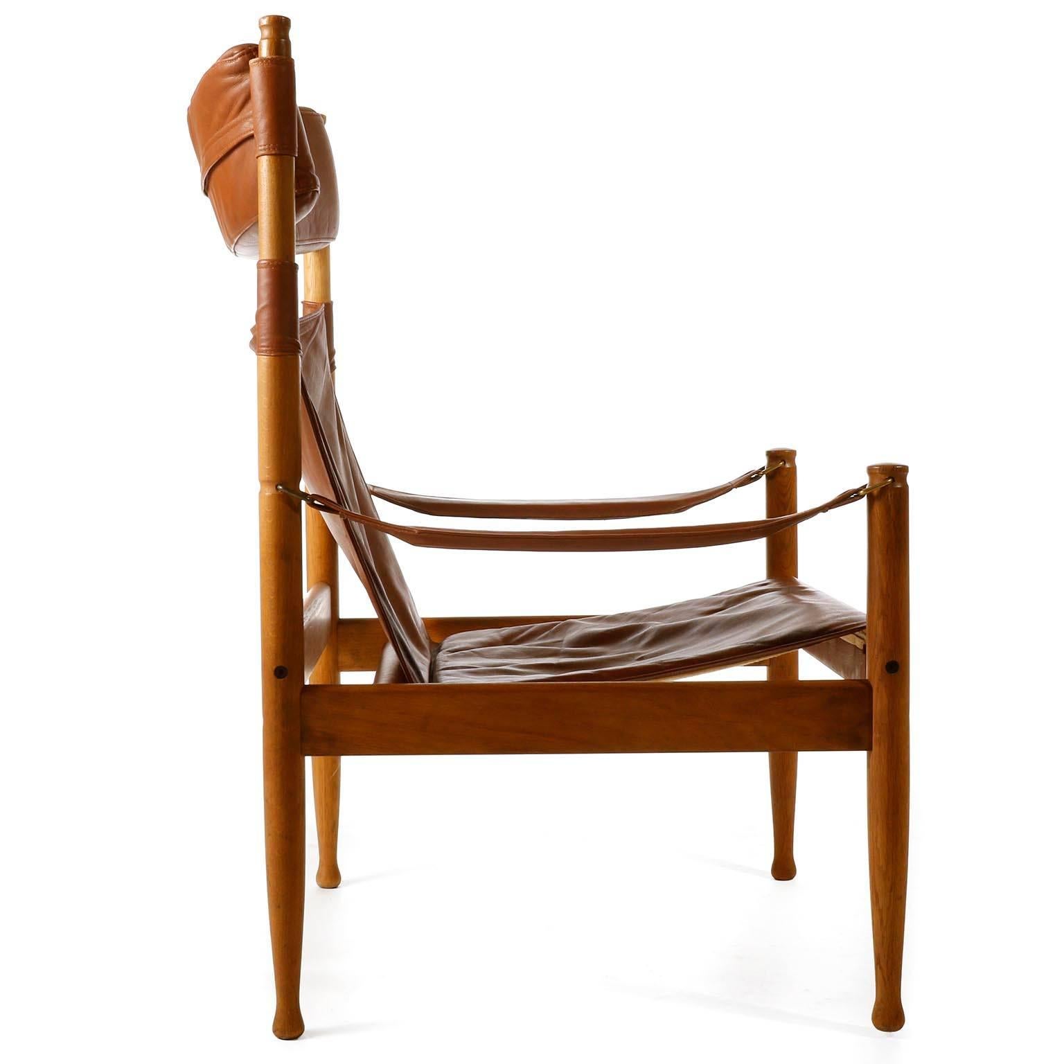 Erik Worts Safari Chair Ottoman Cognac Leather for Niels Eilersen, Denmark, 1960 im Zustand „Hervorragend“ in Hausmannstätten, AT