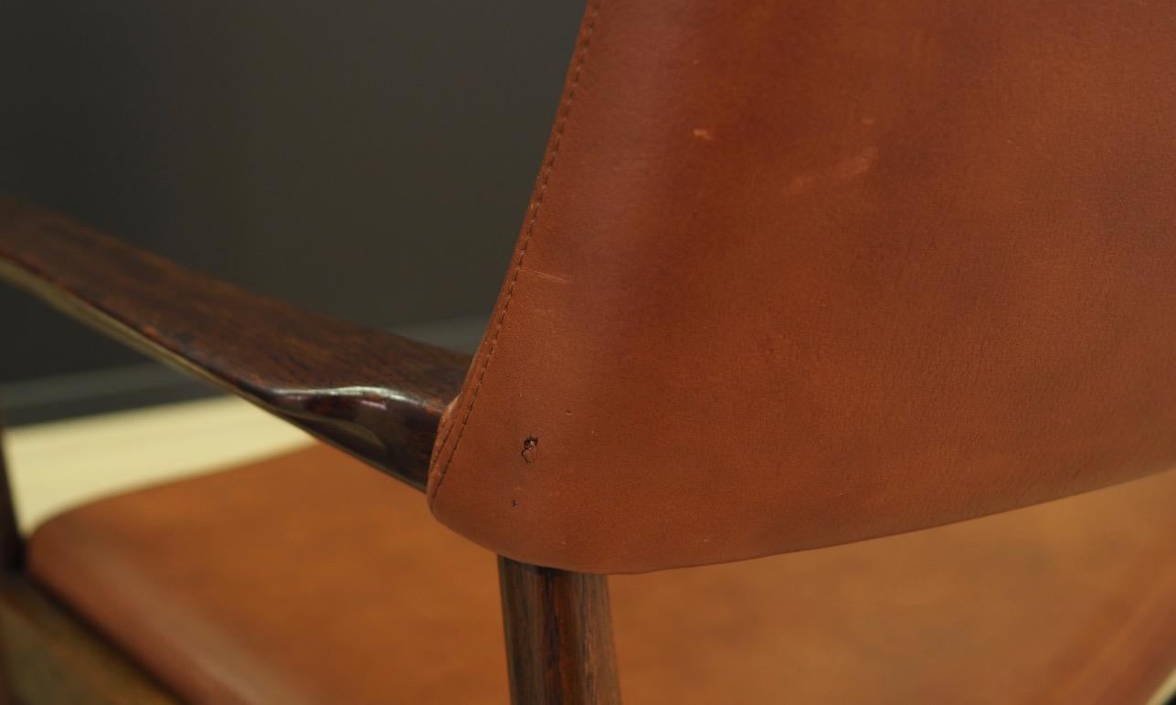 Erik Wørts Brown Leather Armchairs Retro 1970s Vintage Danish Design For Sale 1