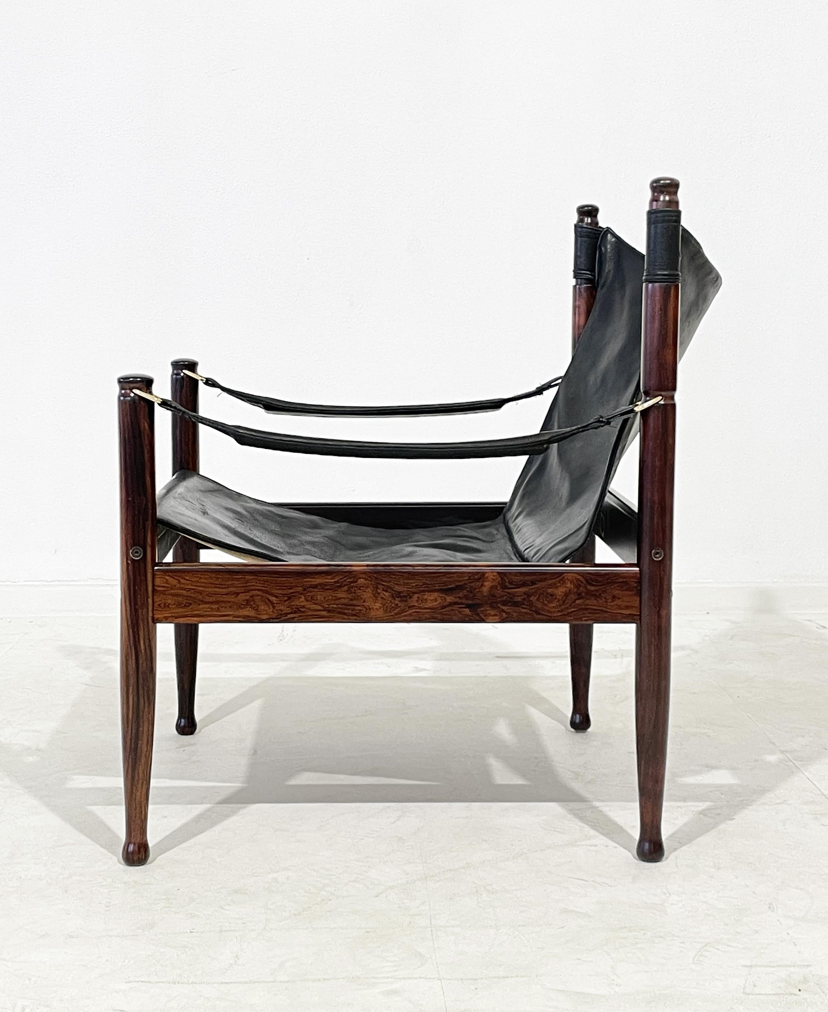 Erik Wørts for Niels Eilersen Rosewood and Leather Lounge Chair In Good Condition For Sale In Braga, Braga