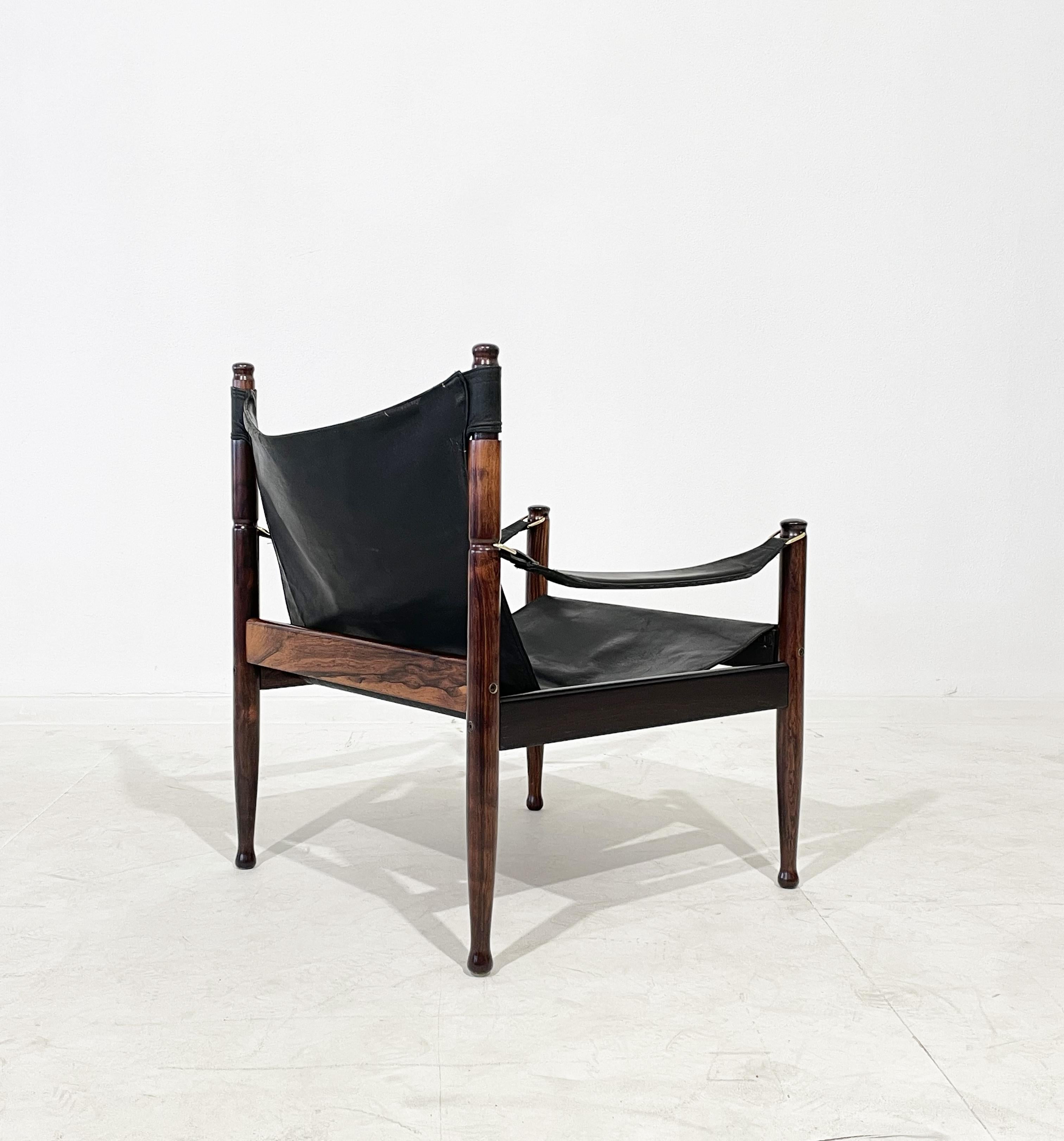 Mid-20th Century Erik Wørts for Niels Eilersen Rosewood and Leather Lounge Chair For Sale