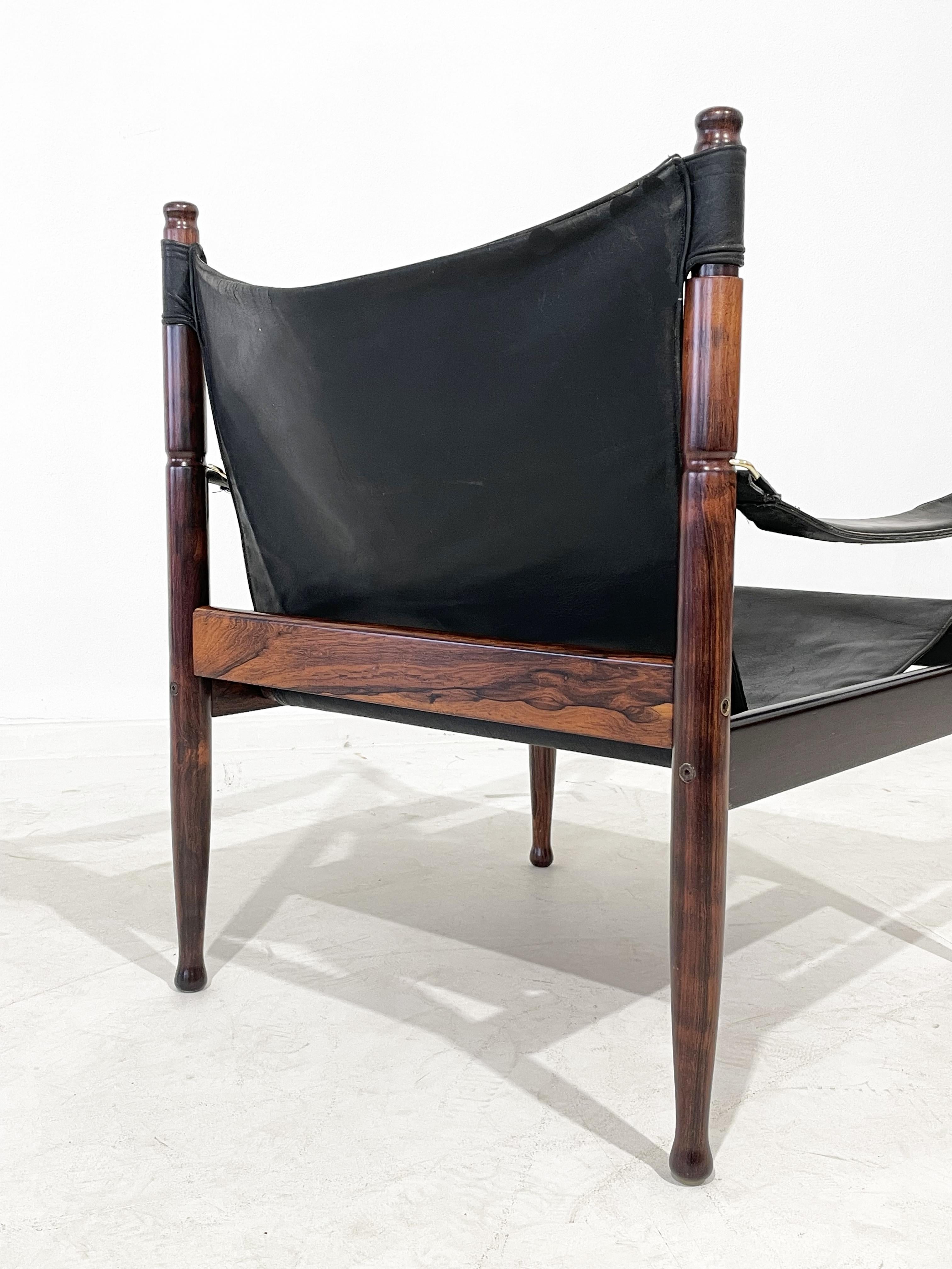 Erik Wørts for Niels Eilersen Rosewood and Leather Lounge Chair For Sale 1