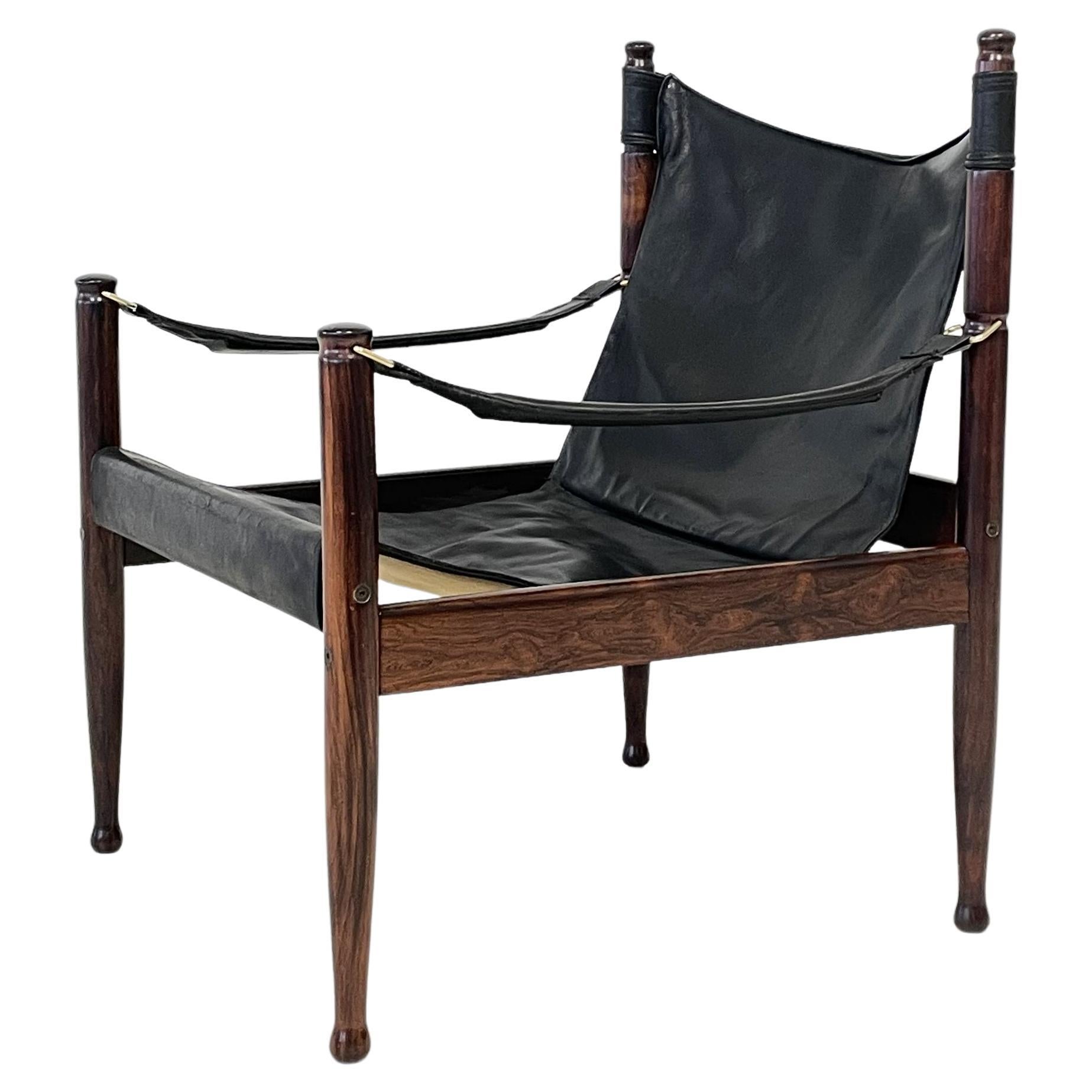 Erik Wørts for Niels Eilersen Rosewood and Leather Lounge Chair For Sale