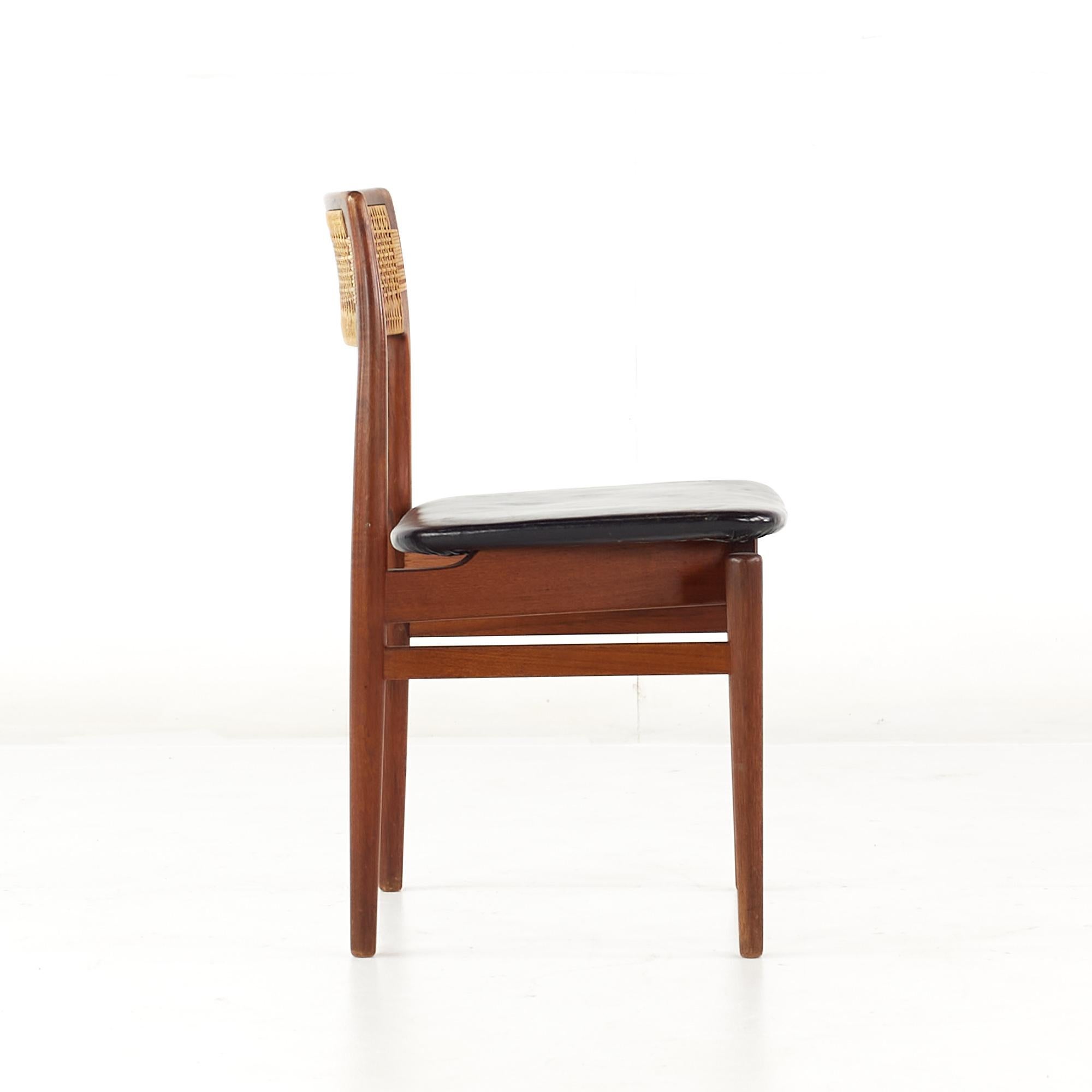 Erik Wørts Mid Century Danish Teak and Cane Dining Chairs - Set of 6 For Sale 1