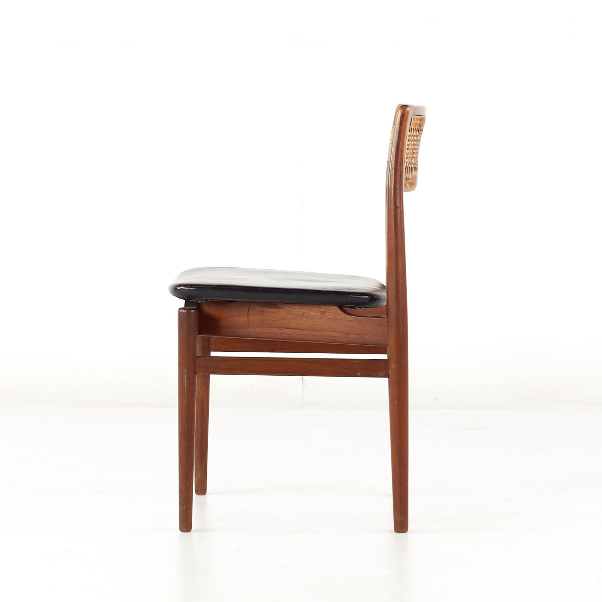 Erik Wørts Mid Century Danish Teak and Cane Dining Chairs - Set of 6 For Sale 3