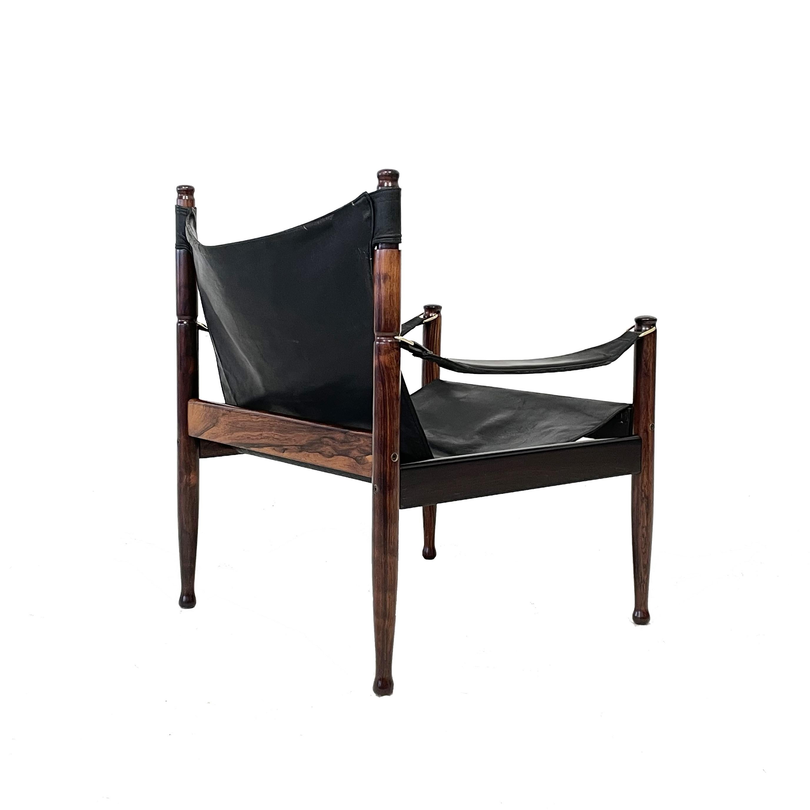 Mid-20th Century Erik Wørts rosewood and leather lounge chair for Niels Eilersen. Denmark 1960s For Sale