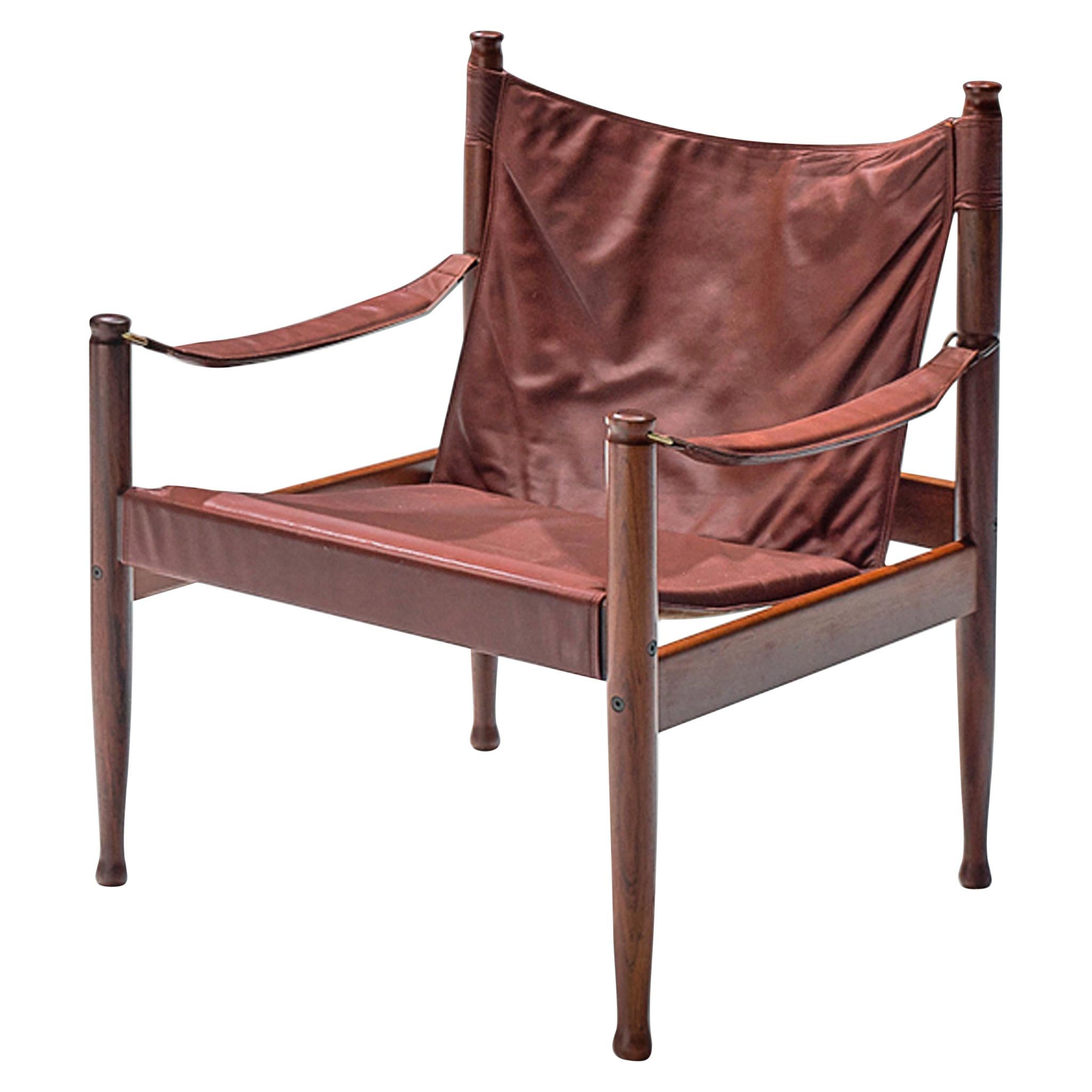 Erik Wørts Safari Chair in Dark Brown Leather