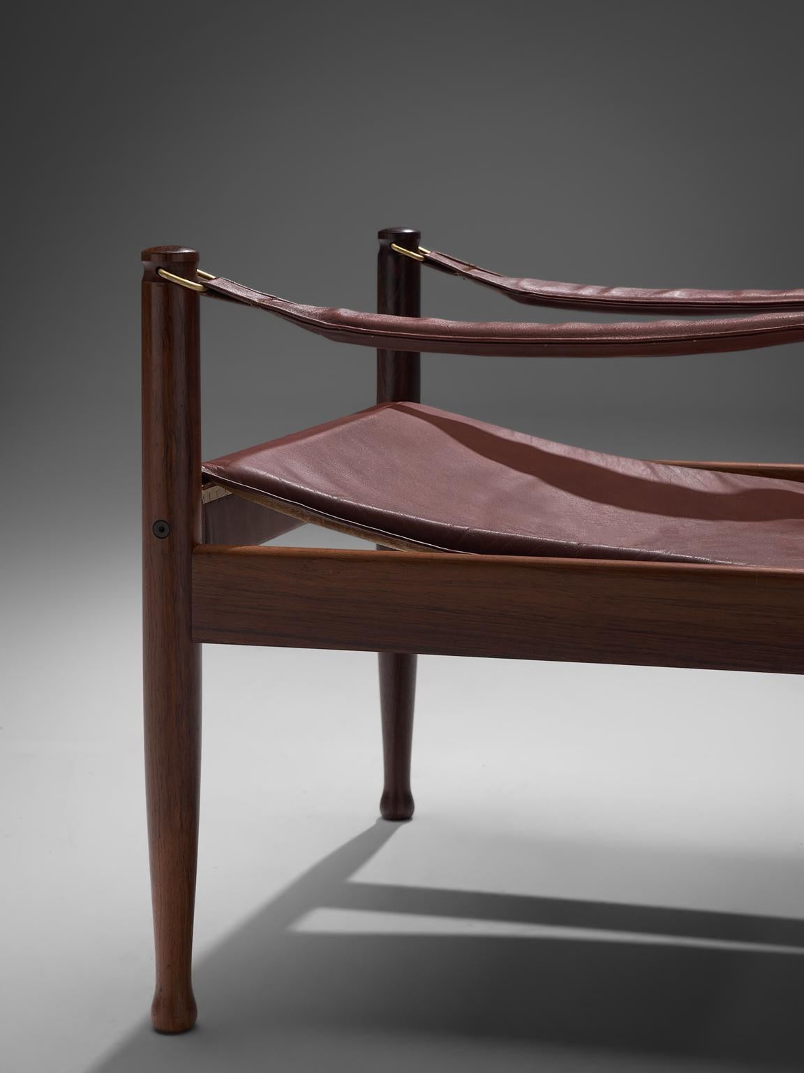Erik Wørts Safari Chairs in Dark Brown Leather, 1960s In Good Condition In Waalwijk, NL
