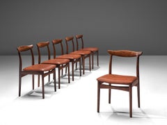 Erik Wrts - Ensemble de six chaises de salle à manger en bois de rose et cuir