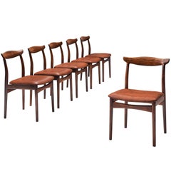 Erik Wørts Set of Six Dining Room Chairs in Rosewood and Leather