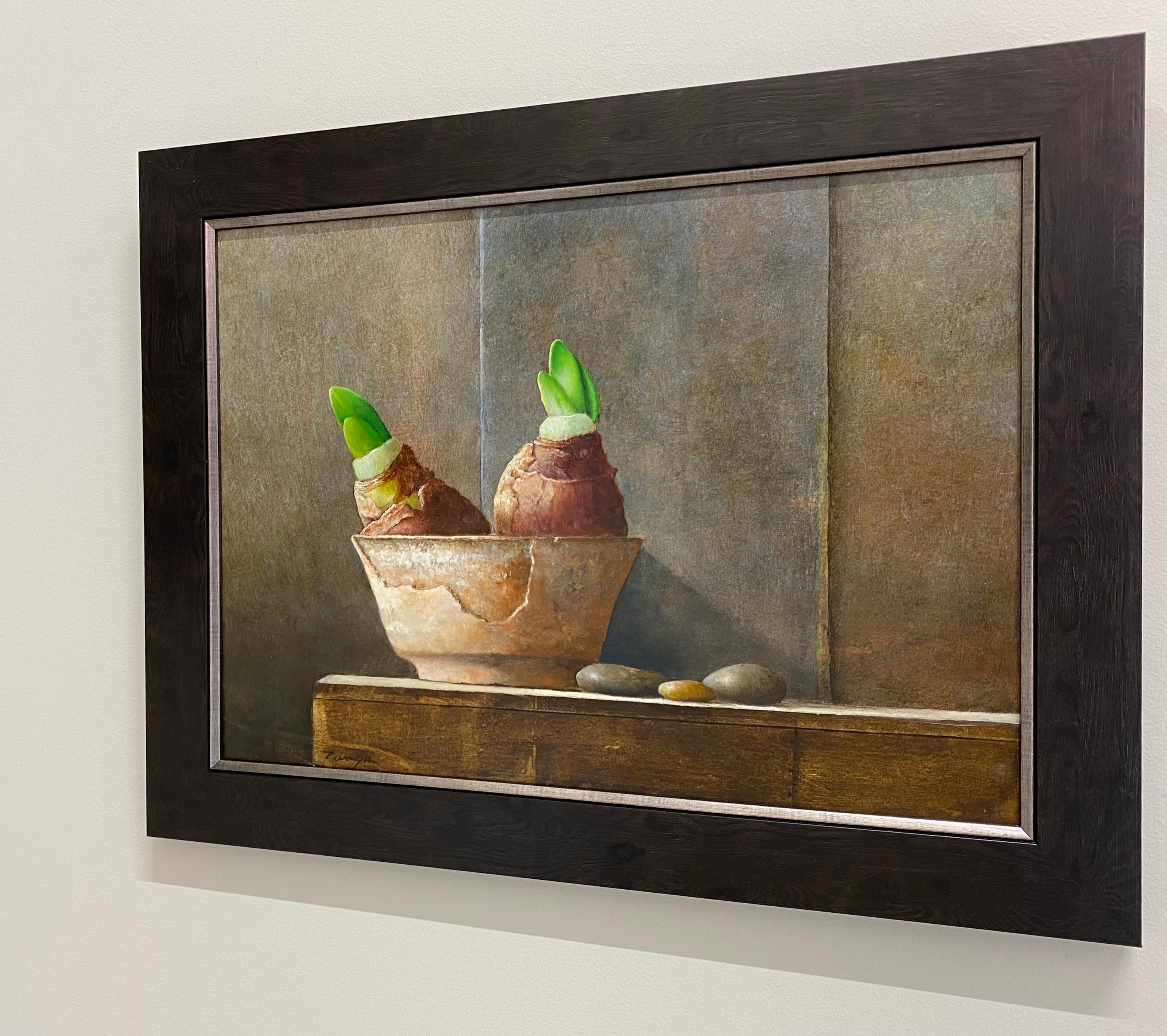 Amaryllis- 21st Century Contemporary Still-life painting with  For Sale 1