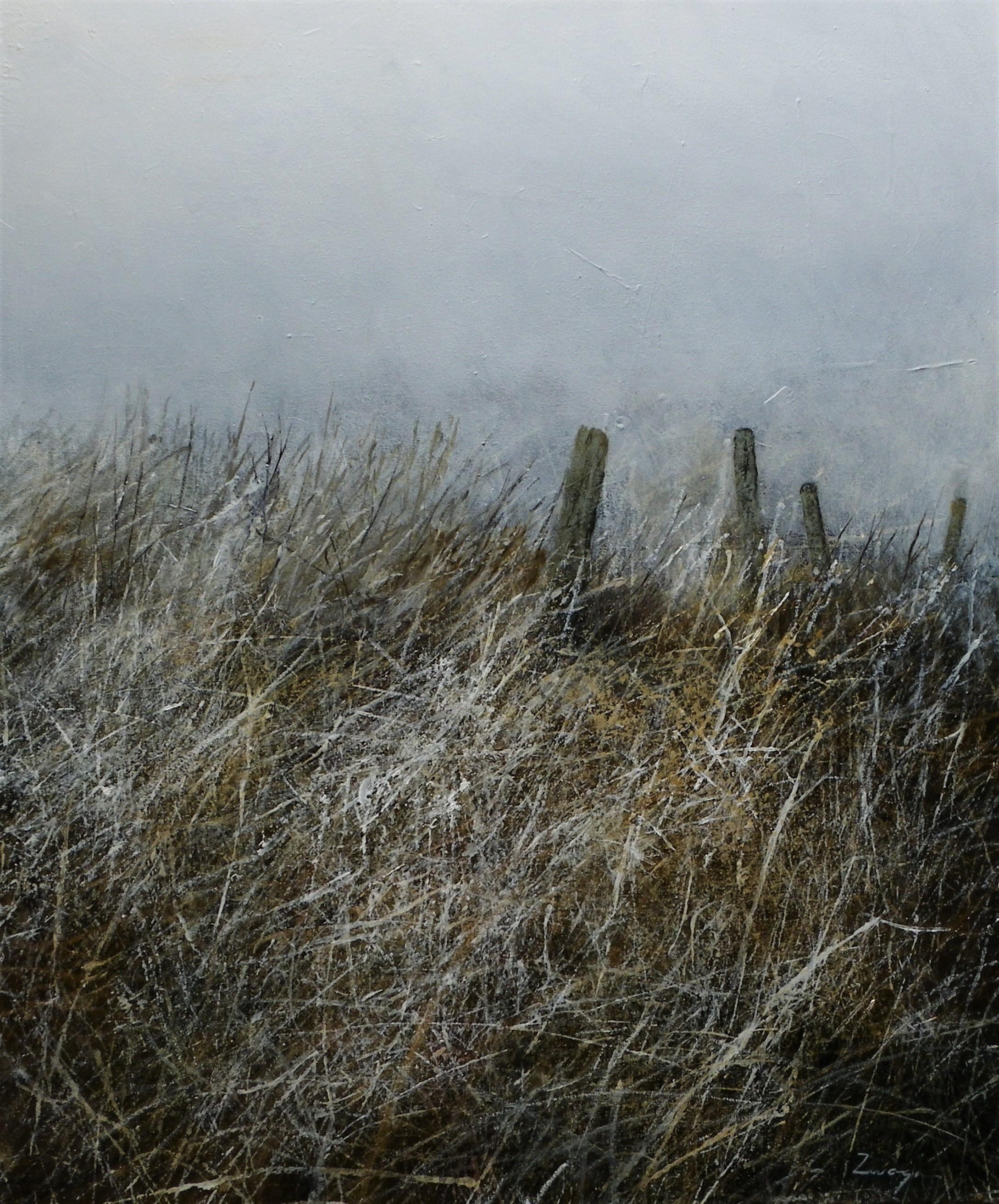 Still-Life Painting de Erik Zwaga - Por la mañana temprano- Holandés contemporáneo del siglo XXI  Pintura de paisaje invernal
