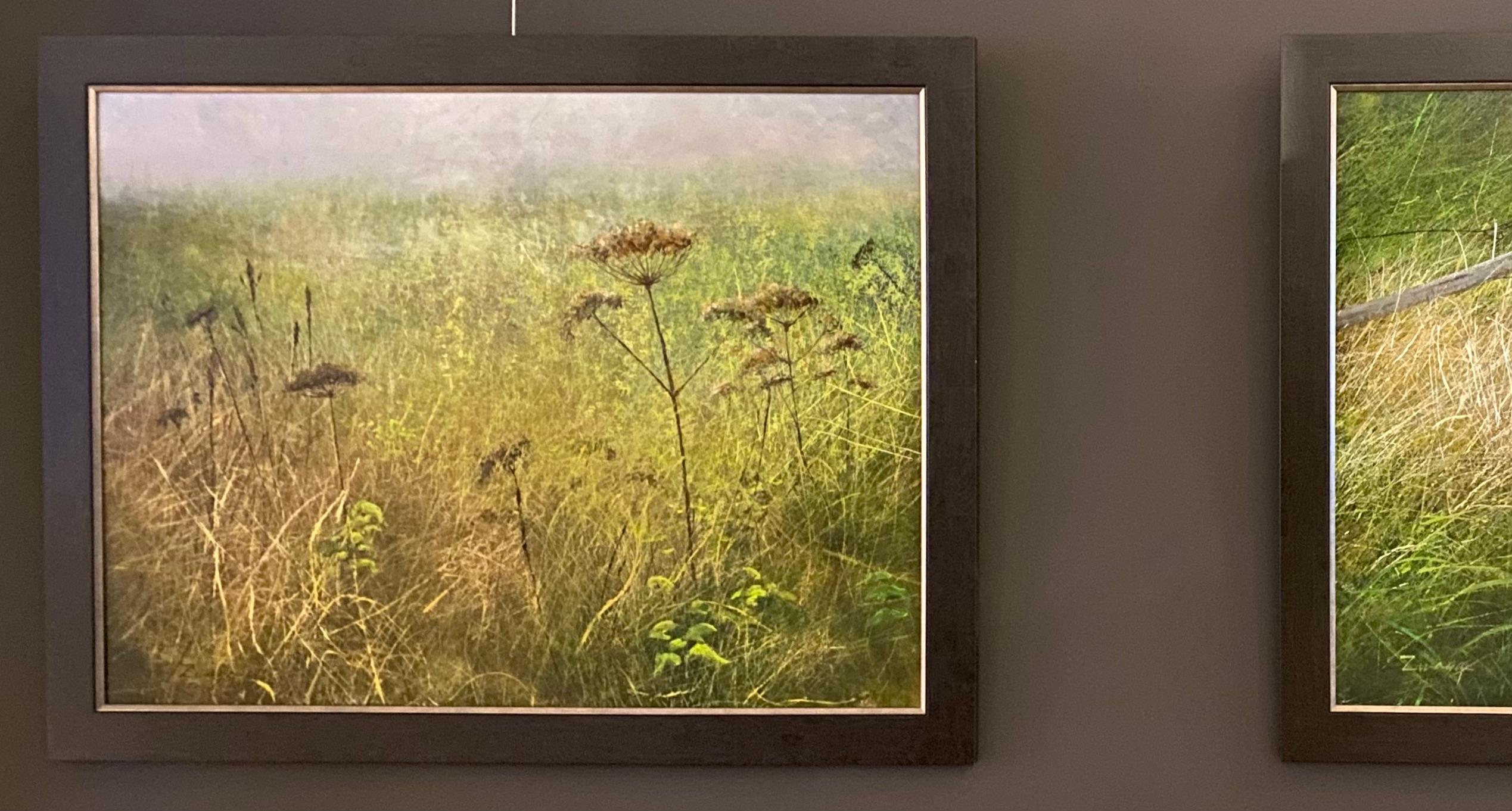 Heracleum- 21st Century Contemporary Landscape painting of  Fields with flowers - Brown Figurative Painting by Erik Zwaga