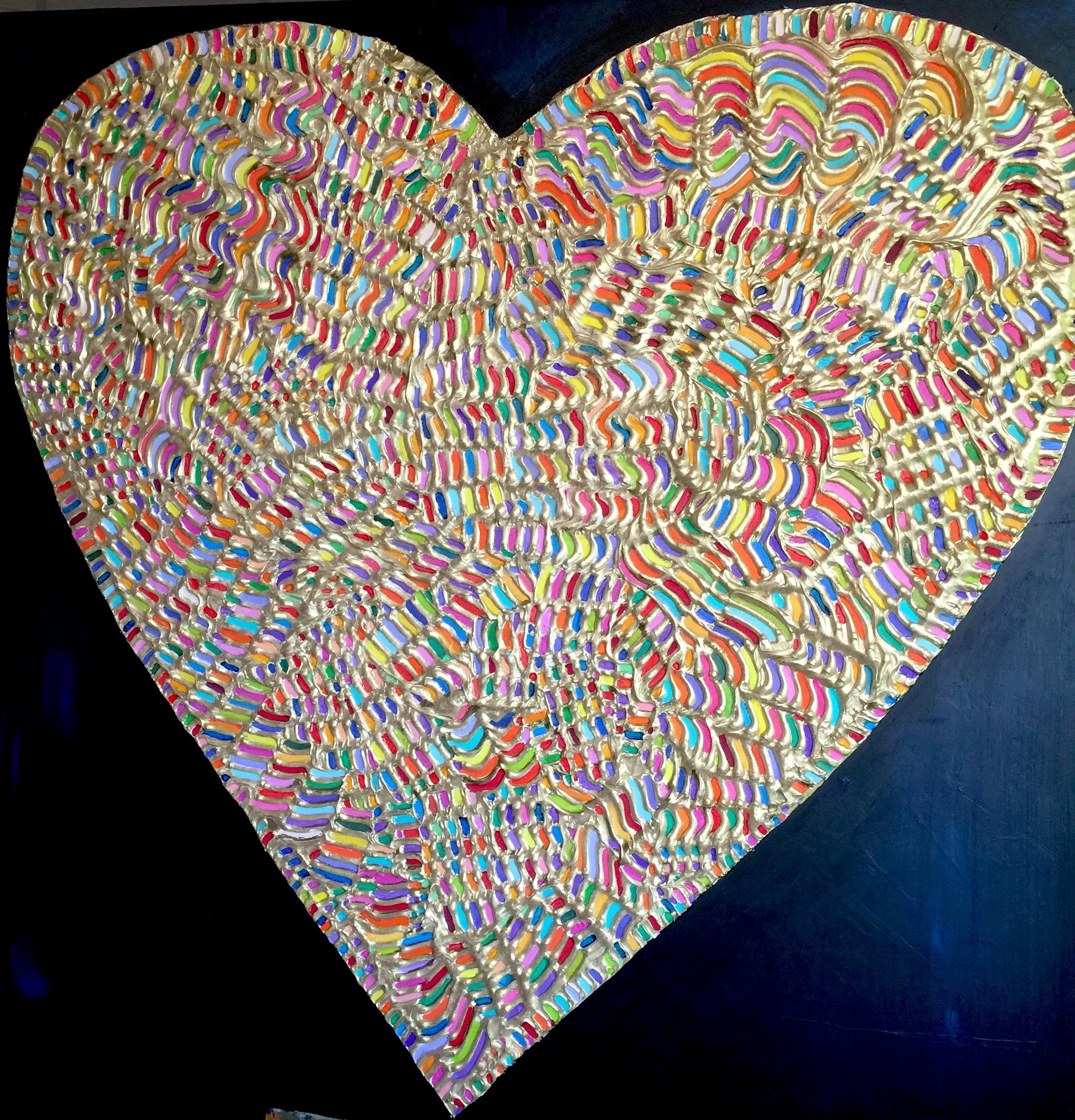 LOVE Painting with Plastic Technique by Erika Baktay For Sale 9