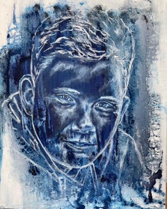 Colours 2 , portrait, modern contemporary, oil on canvas, blue , painting