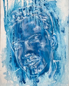 Colours 3 , portrait, modern contemporary, oil on canvas, blue , painting