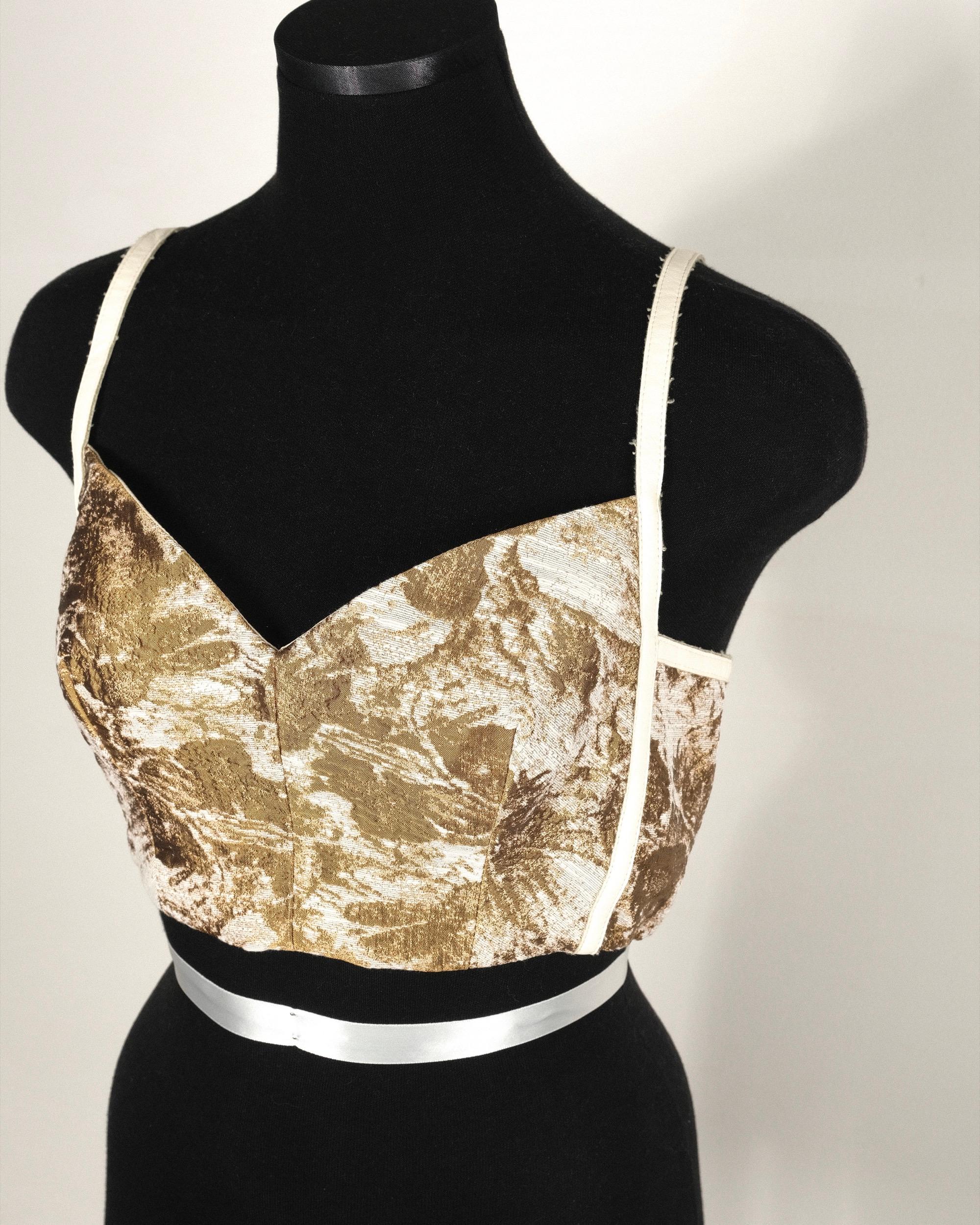 Erika Cavallini Brocade Jacquard Jacket and Bustier Set Sz IT42 Med In Excellent Condition For Sale In Los Angeles, CA