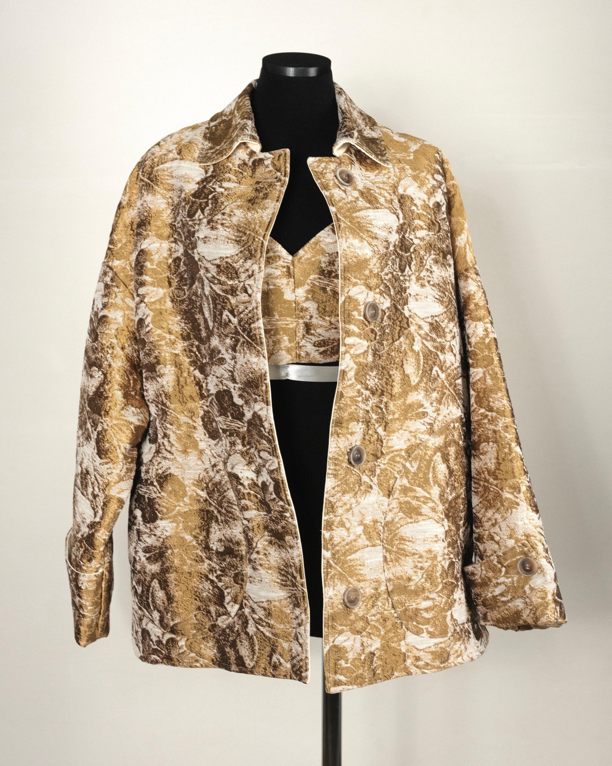 Erika Cavallini Brocade Jacquard Jacket and Bustier Set Sz IT42 Med For Sale 4
