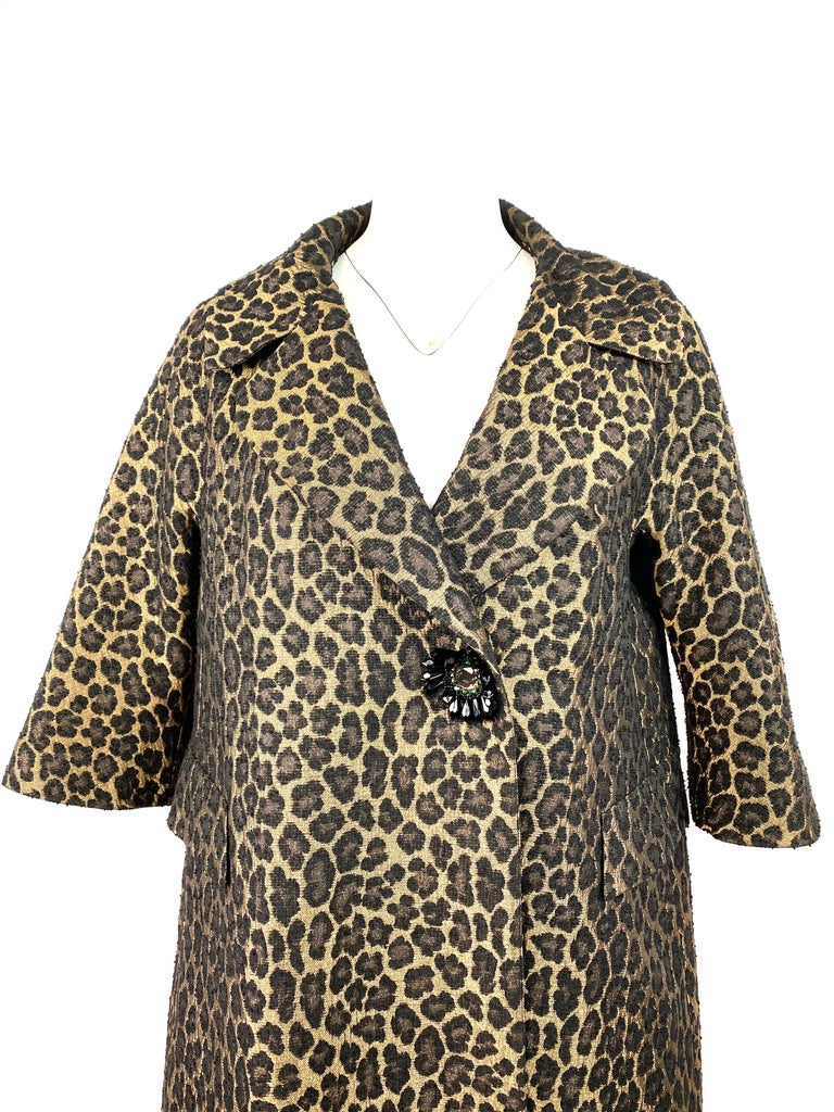 Black Erika Cavallini Semi- Couture Animal Print Coat  For Sale