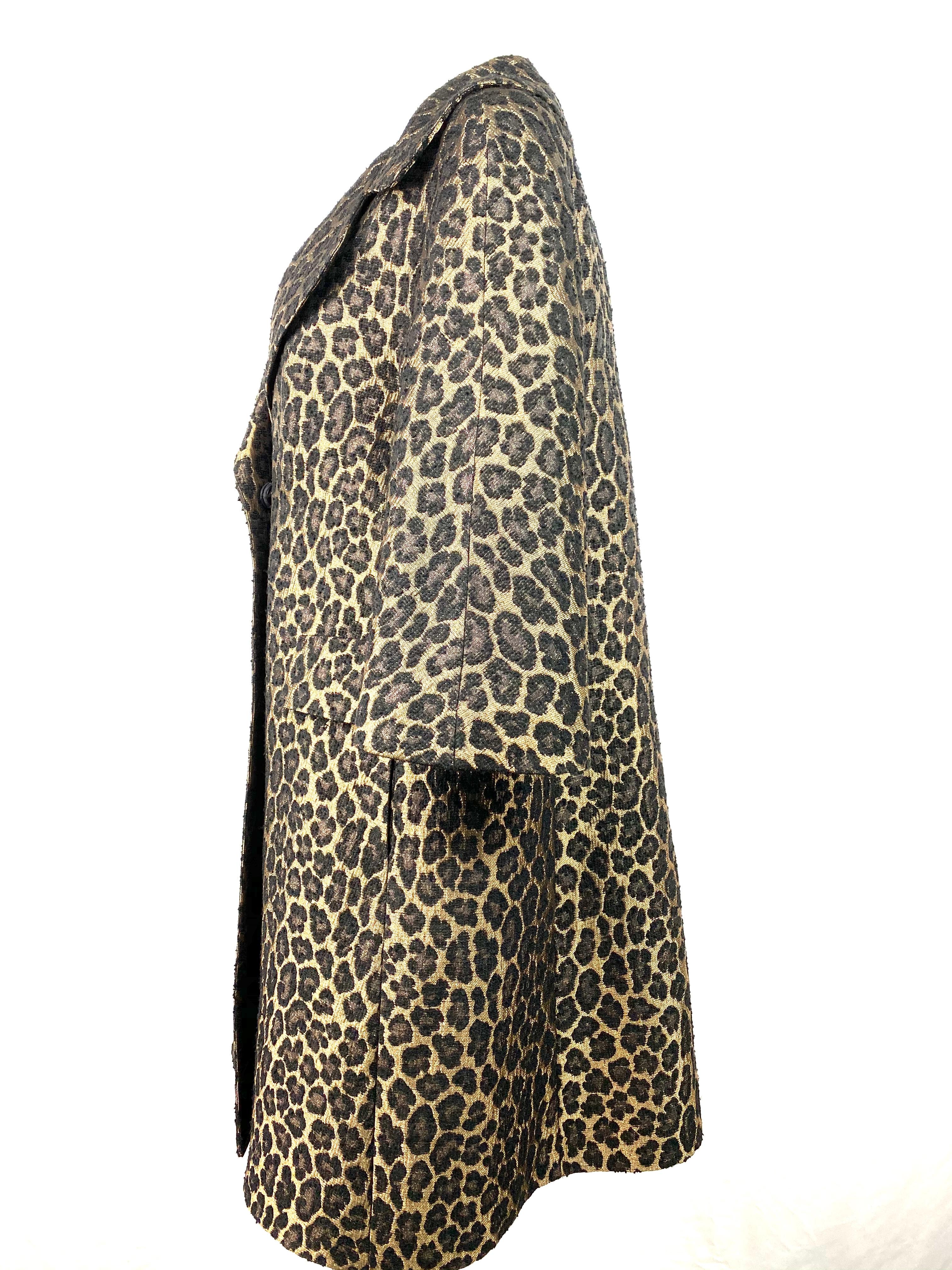 Black Erika Cavallini Semi- Couture Animal Print Coat  For Sale