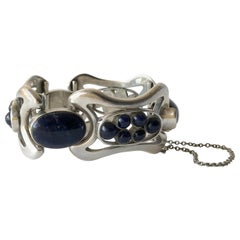 Erika Hult de Corral Mexican Modern Sterling Silver Sodalite Cabochon Bracelet