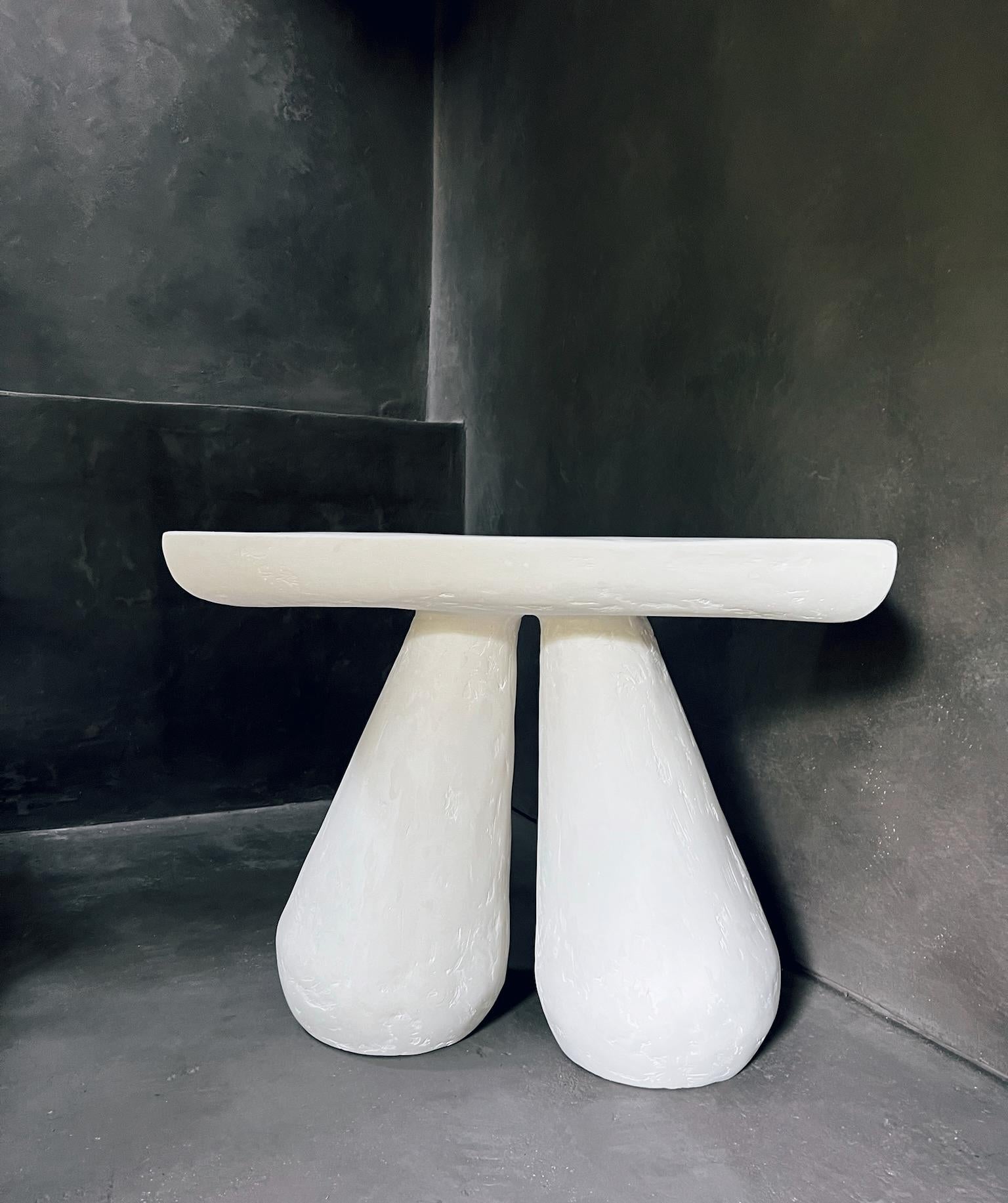 Erika Mini Table - Modern Hand Crafted Plaster Table by Artist Gabriel Anderson For Sale 1