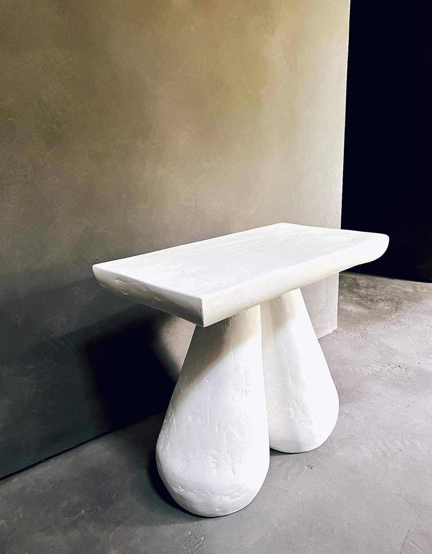 Erika Mini Table - Modern Hand Crafted Plaster Table by Artist Gabriel Anderson For Sale 2