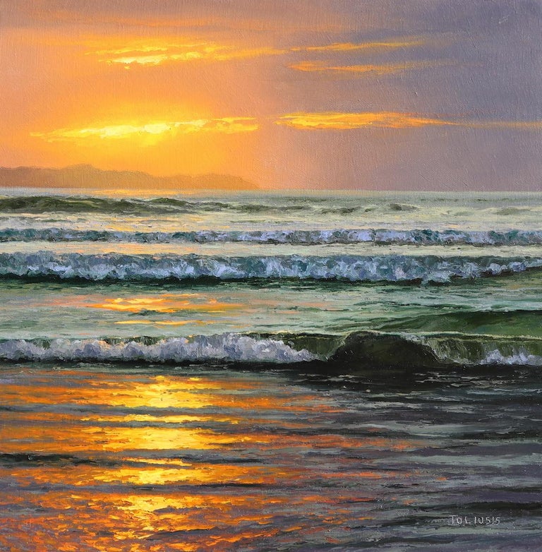 Erika Toliusis Awake original Seascape Sunset painting, Painting For