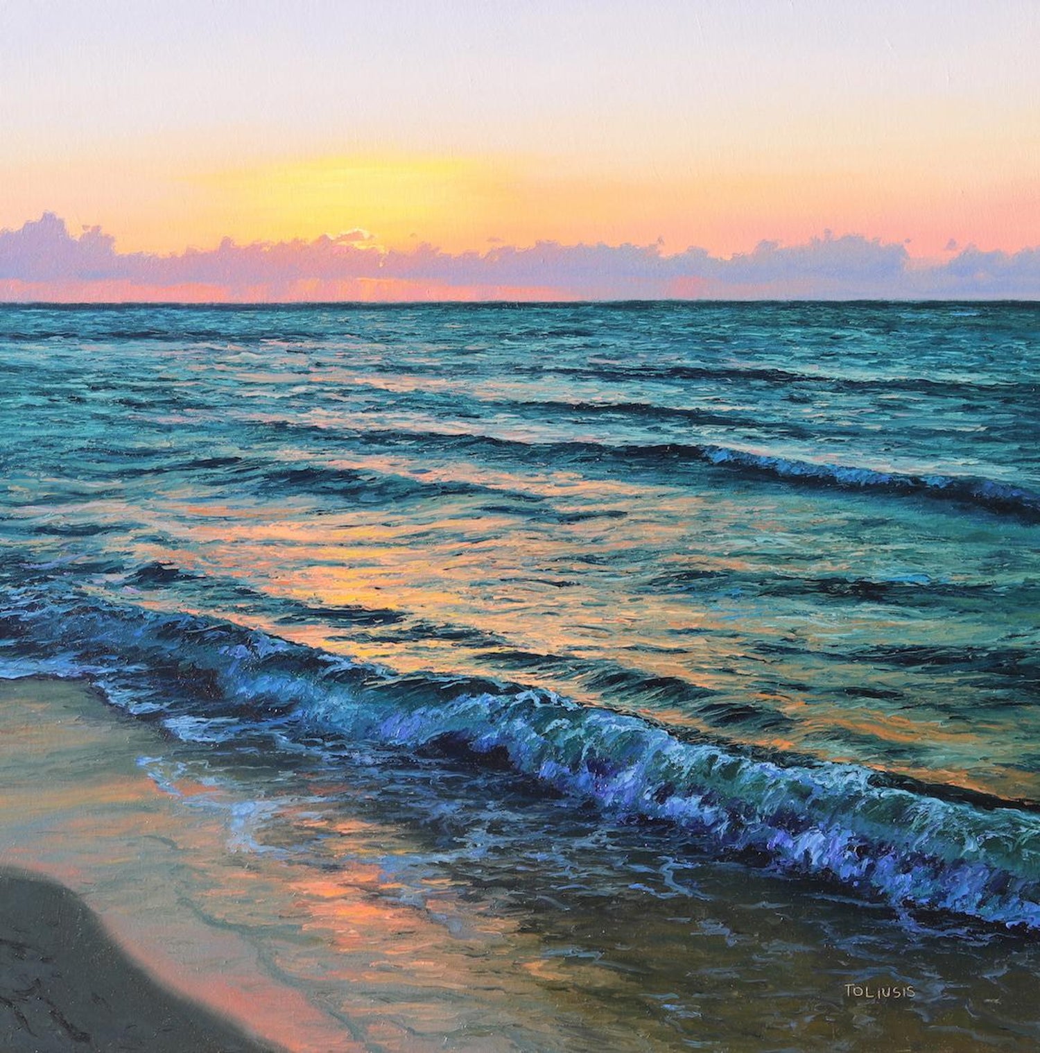 Erika Toliusis Before The Moon Rises Original Seascape Oil