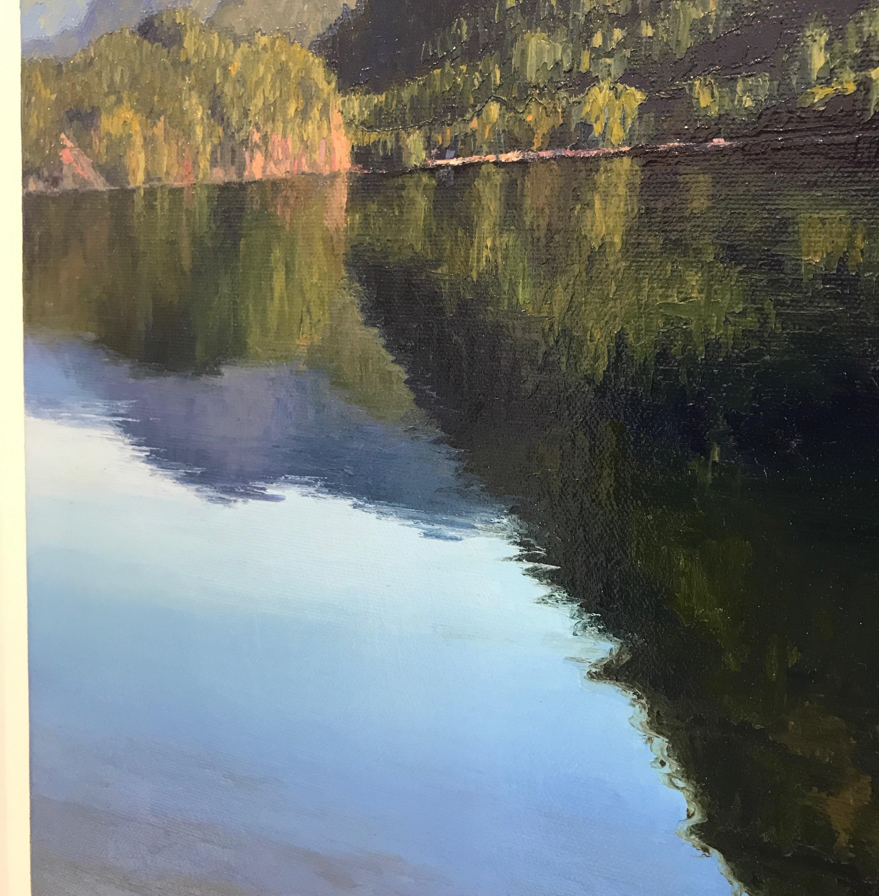 Hidden Original mountain Lake landscape painting  1