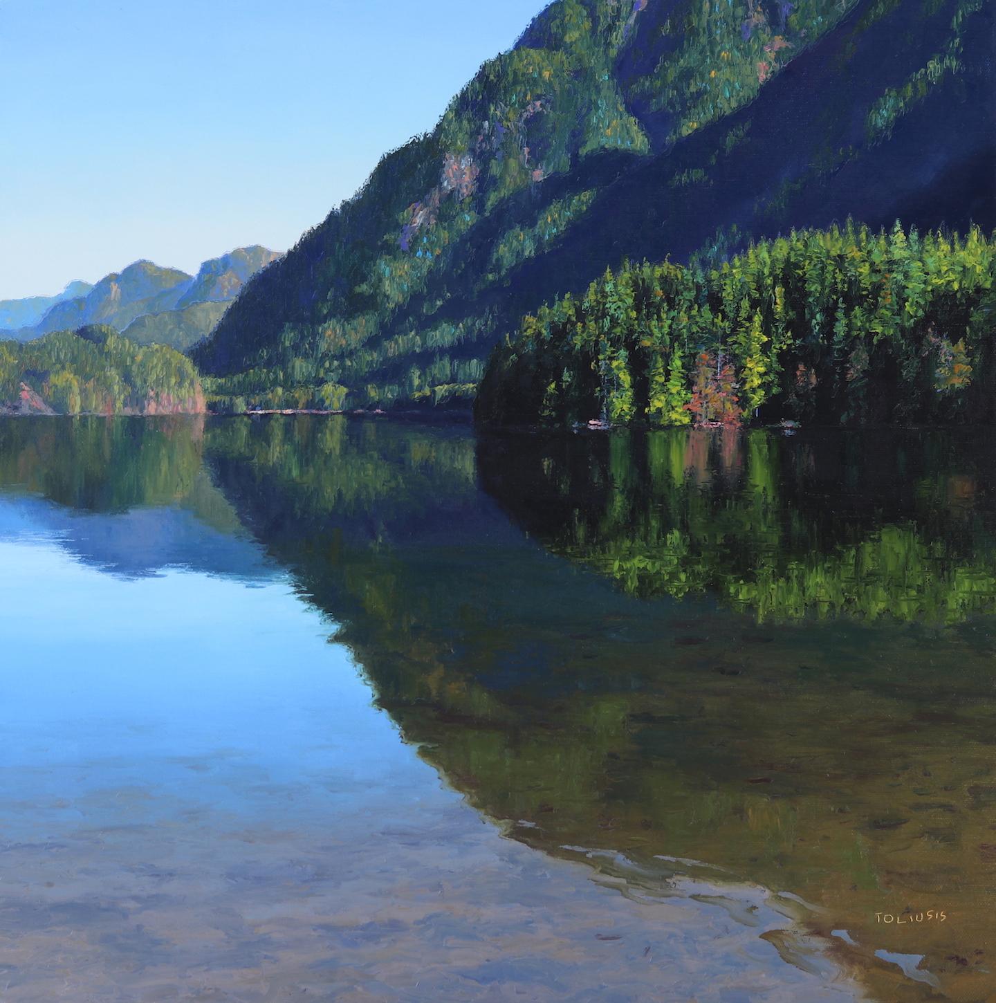 Erika Toliusis Landscape Painting - Hidden Original mountain Lake landscape painting 