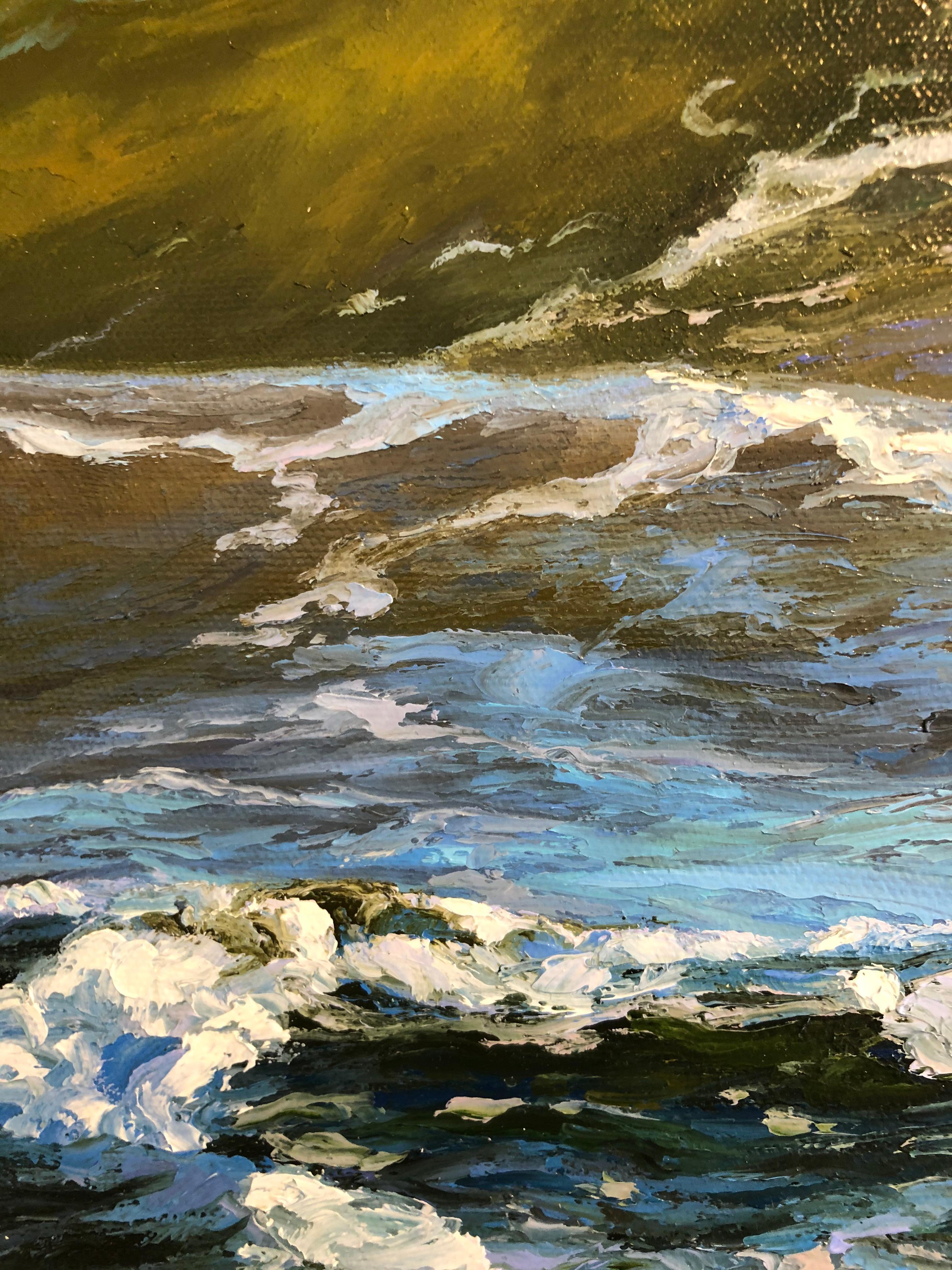 Sea Bird - Seascape coastal ocean landscape oil painting modern realism artwork - Impressionist Painting by Erika Toliusis
