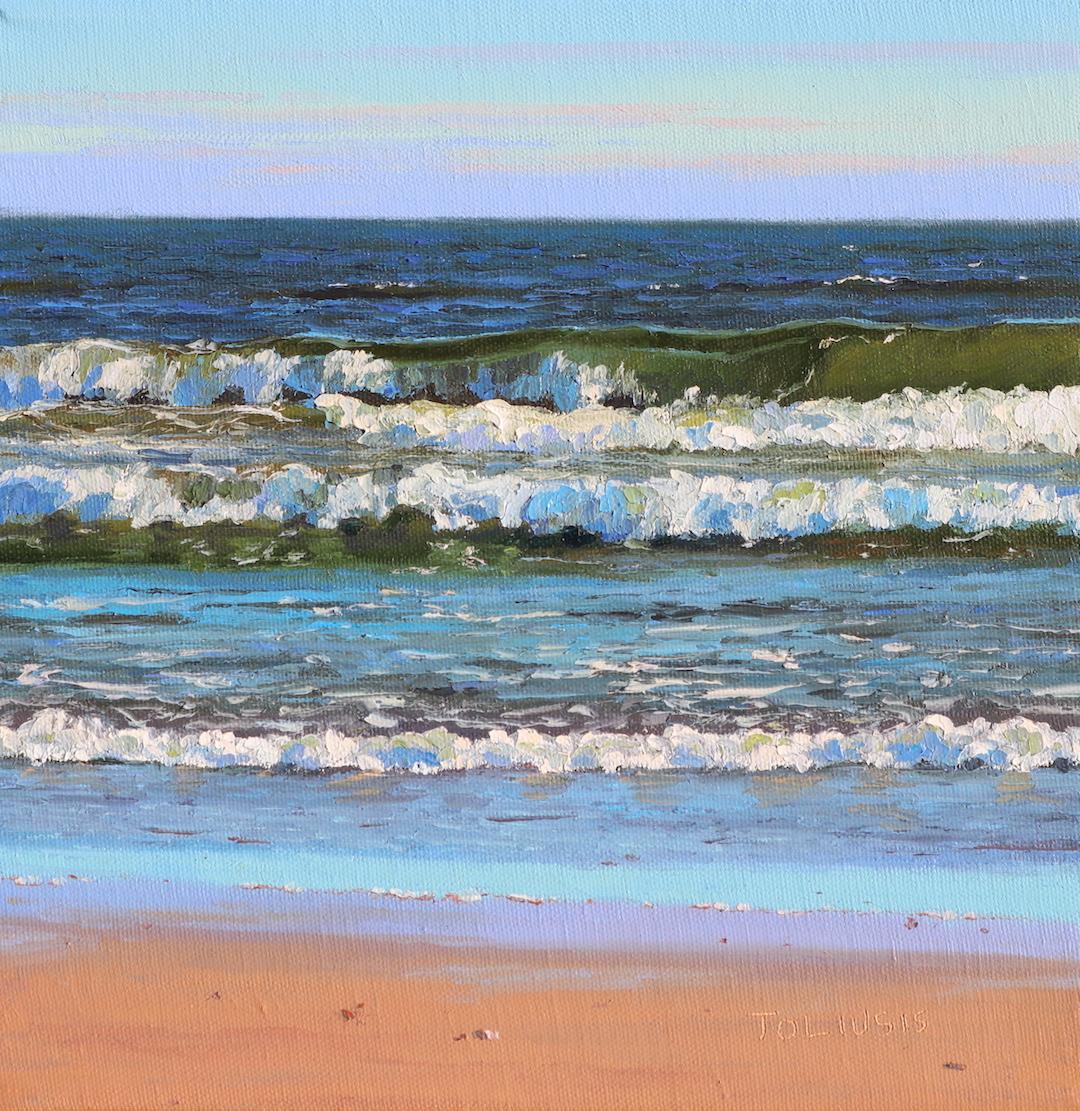 Erika Toliusis Landscape Painting - The Shores I - original landscape ocean water oil artwork modern contemporary