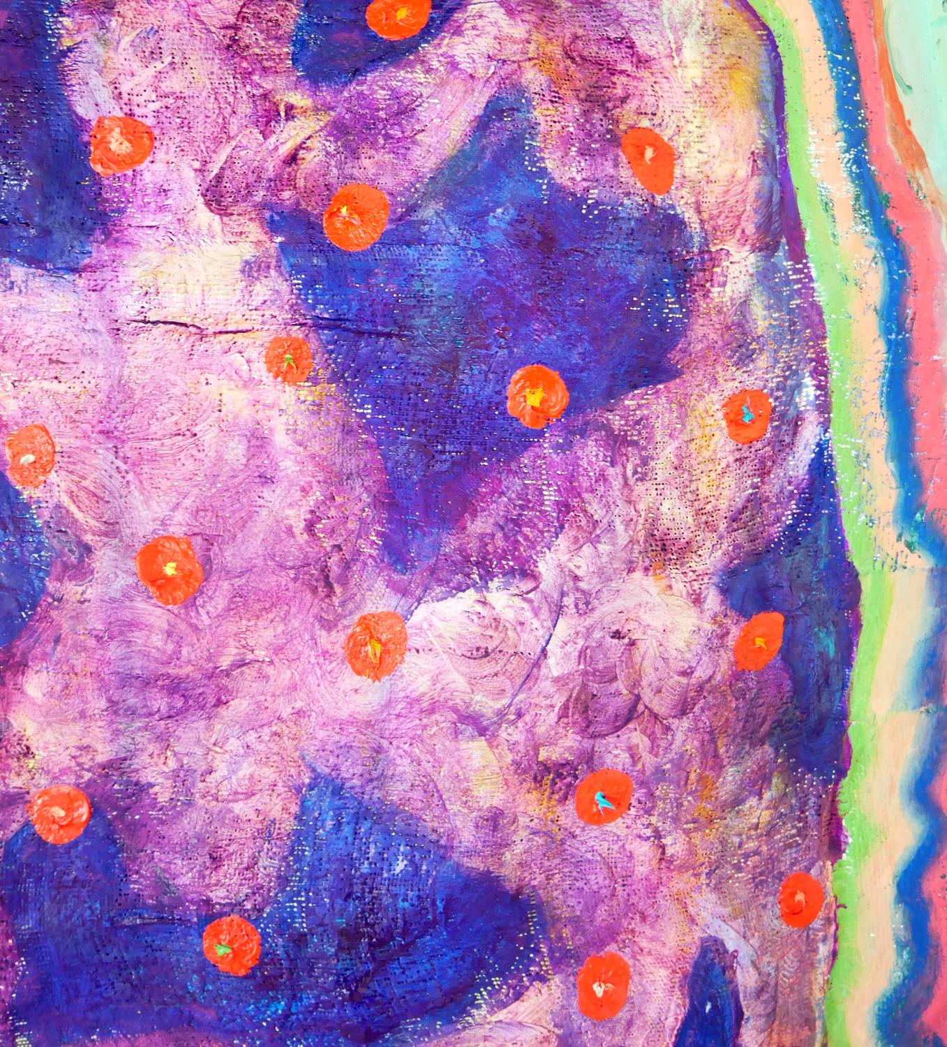 Sculpture murale contemporaine en plâtre peint coloré « Un paysage dans votre rêve » 4