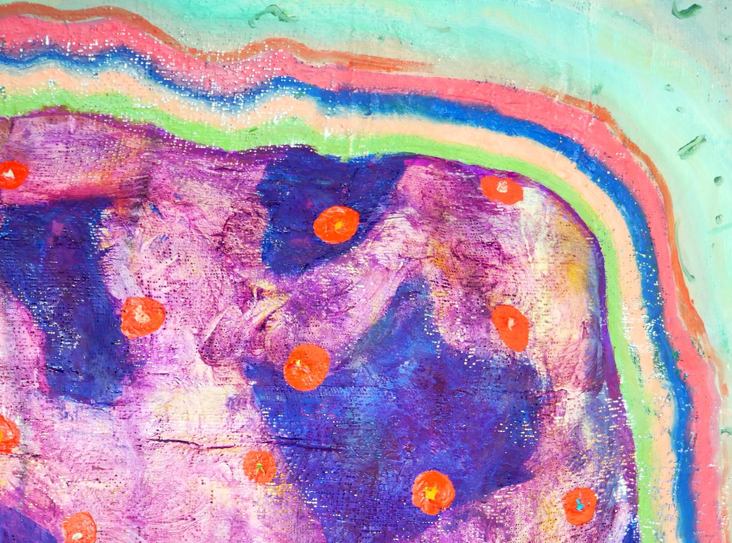 Sculpture murale contemporaine en plâtre peint coloré « Un paysage dans votre rêve » 5