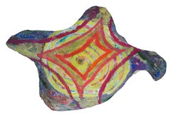 "Cosmic Unknown" Contemporary Colorful Painted Plaster Wall Sculpture