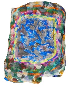 "Fluorescent Peek-a-boo" Contemporary Colorful Painted Plaster Wall Sculpture