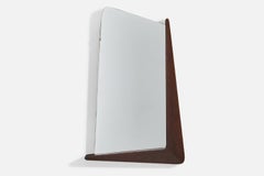 Eriksmåla Glas, Espejo de pared de forma libre, Nogal, Suecia, años 50